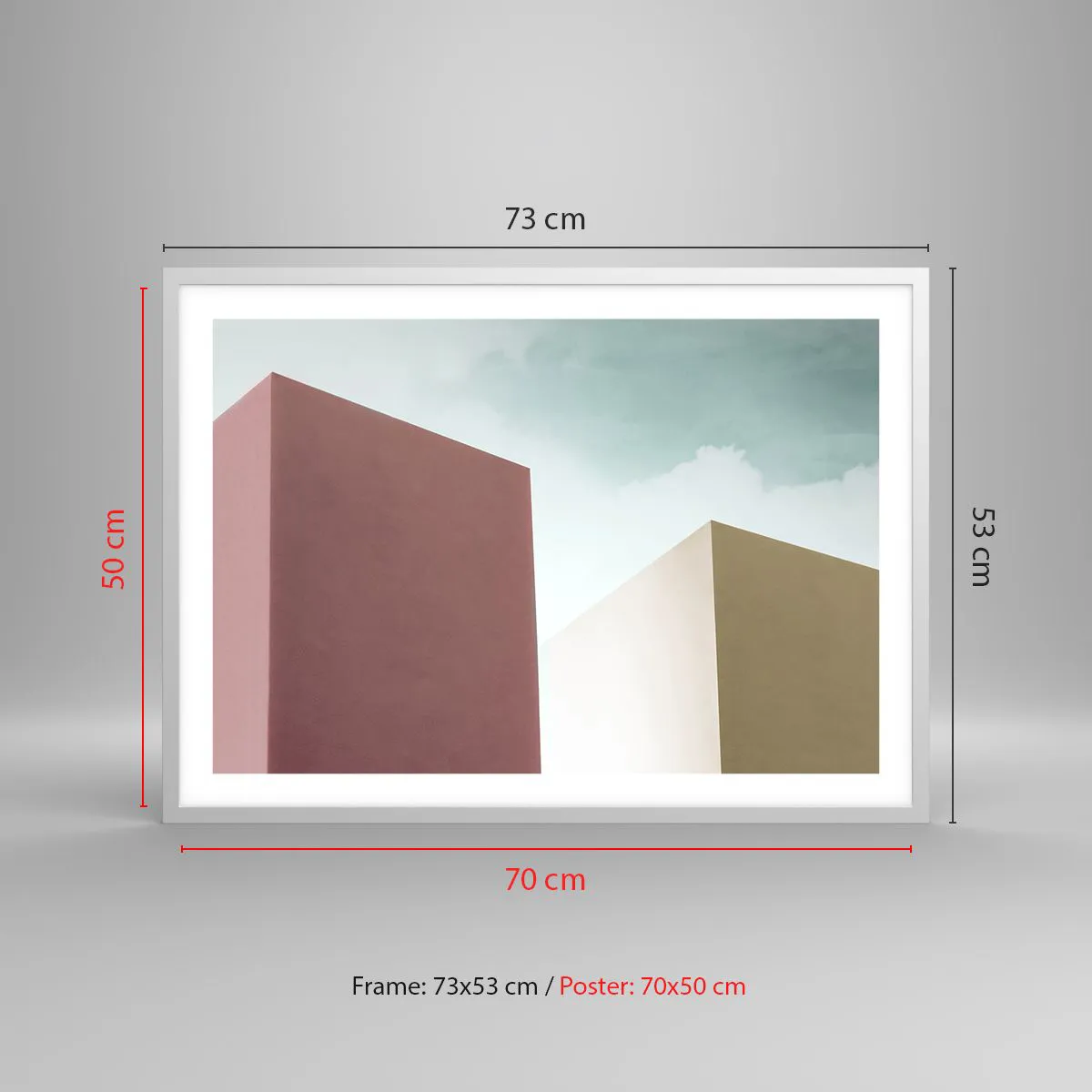 Poster in einem weißen Rahmen - Geometrie des sonnigen Sommers - 70x50 cm