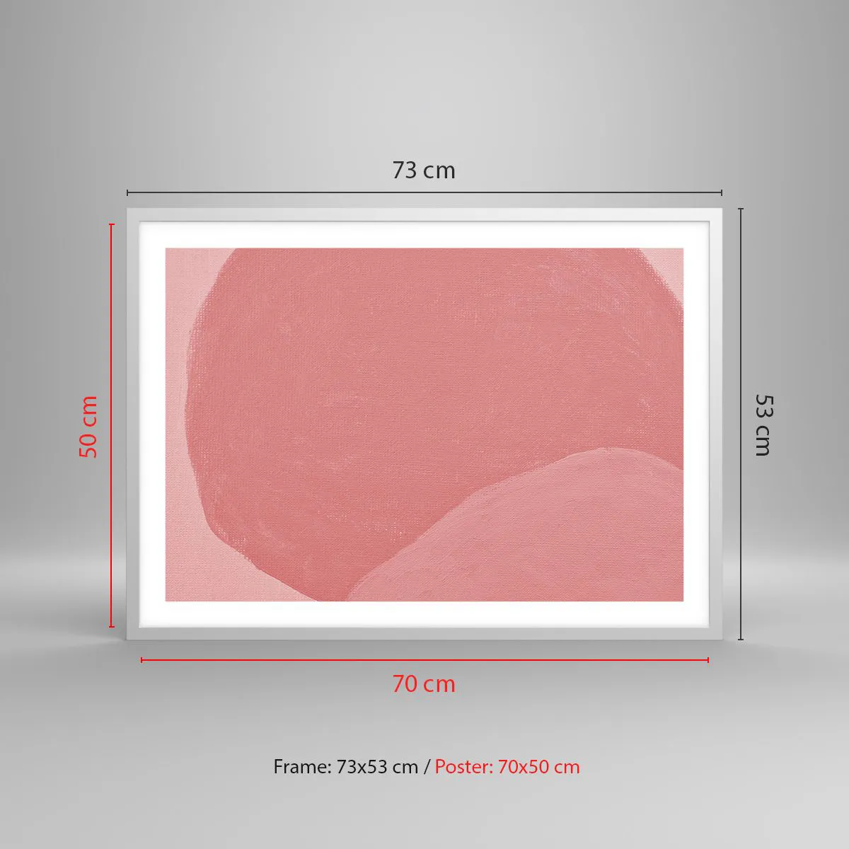 Poszter fekete keretben - Organikus kompozíció rózsaszínben - 70x50 cm