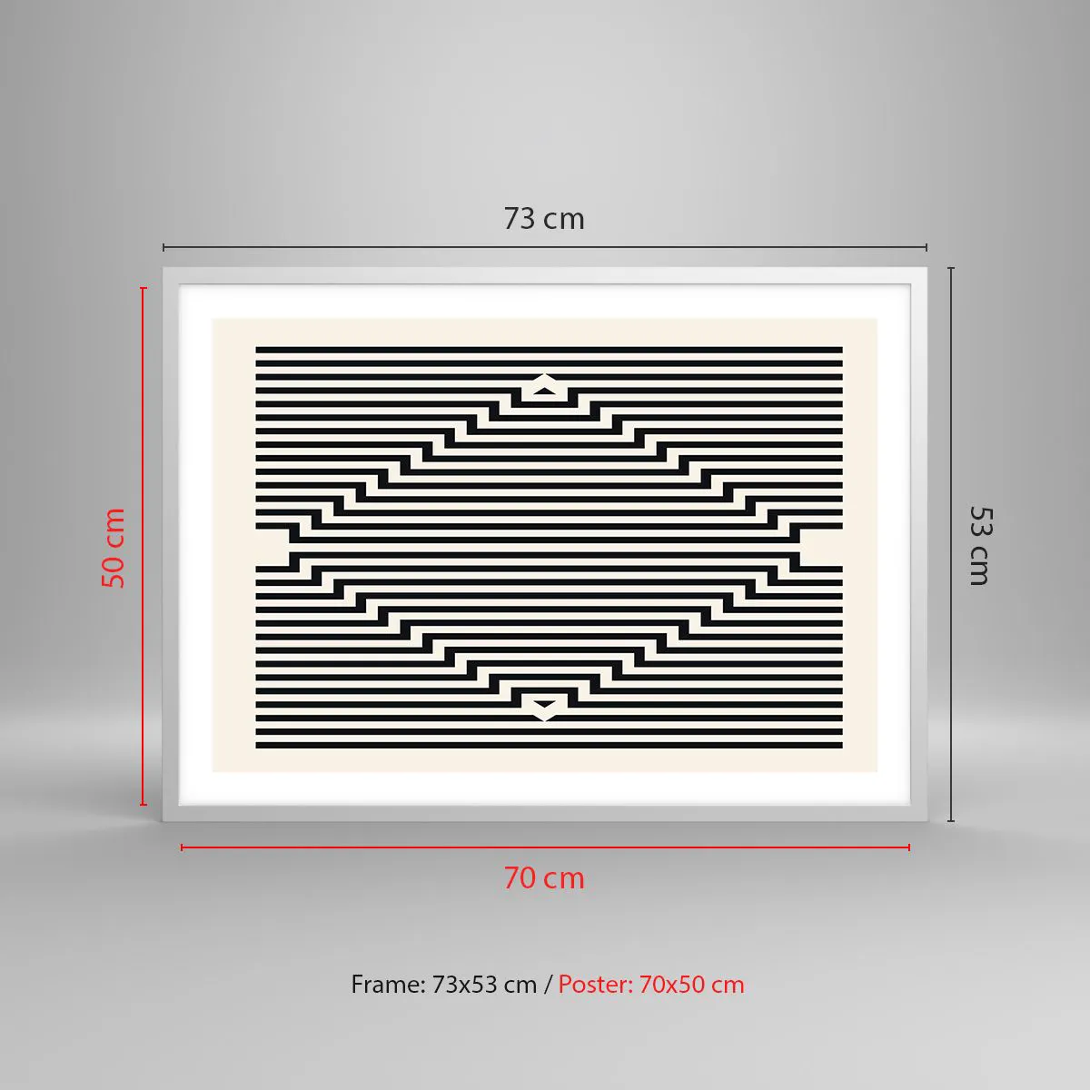 Affisch i vit ram - Geometrisk illusion - 70x50 cm
