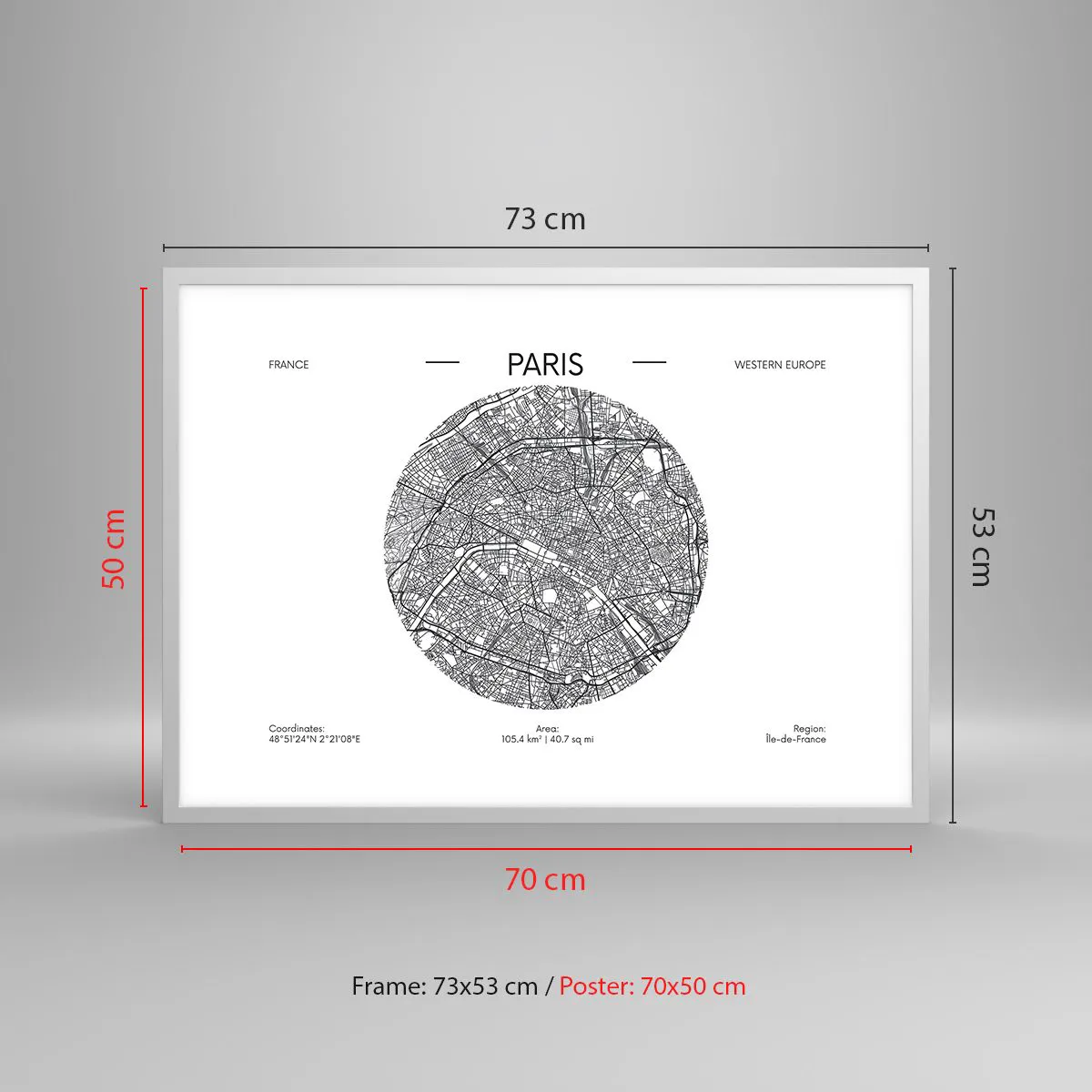 Plakát v bílém rámu - Anatomie Paříže - 70x50 cm