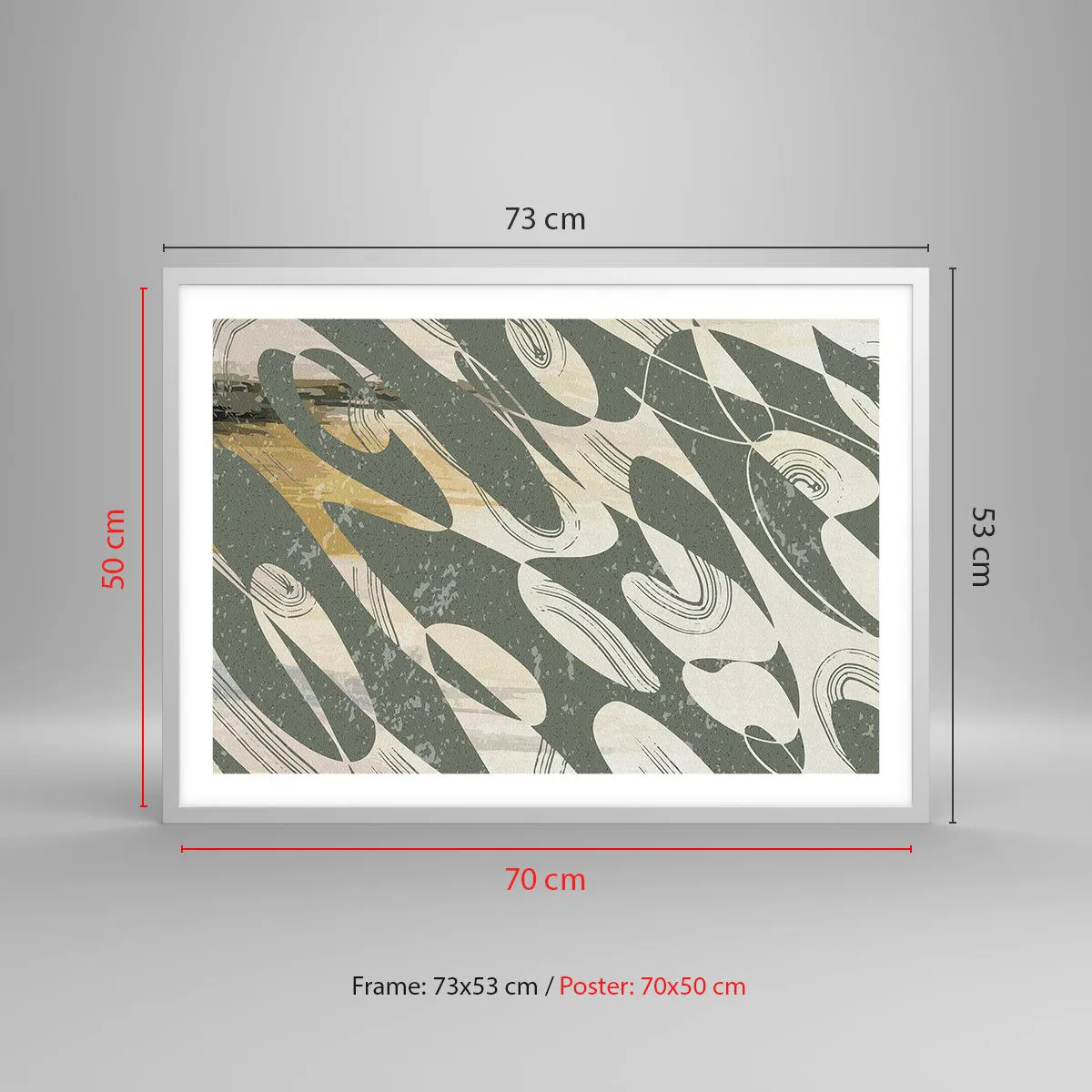 Poster in een witte lijst - Ritmische abstractie - 70x50 cm