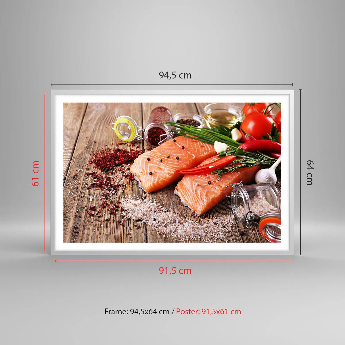 Poster in einem weißen Rahmen - Norwegisches Abenteuer in der Küche - 91x61 cm