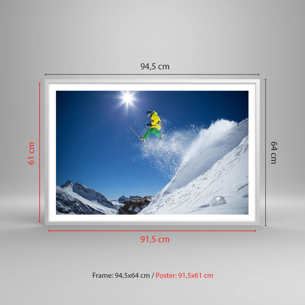 Poster în ramă albă - Dansând cu munții - 91x61 cm