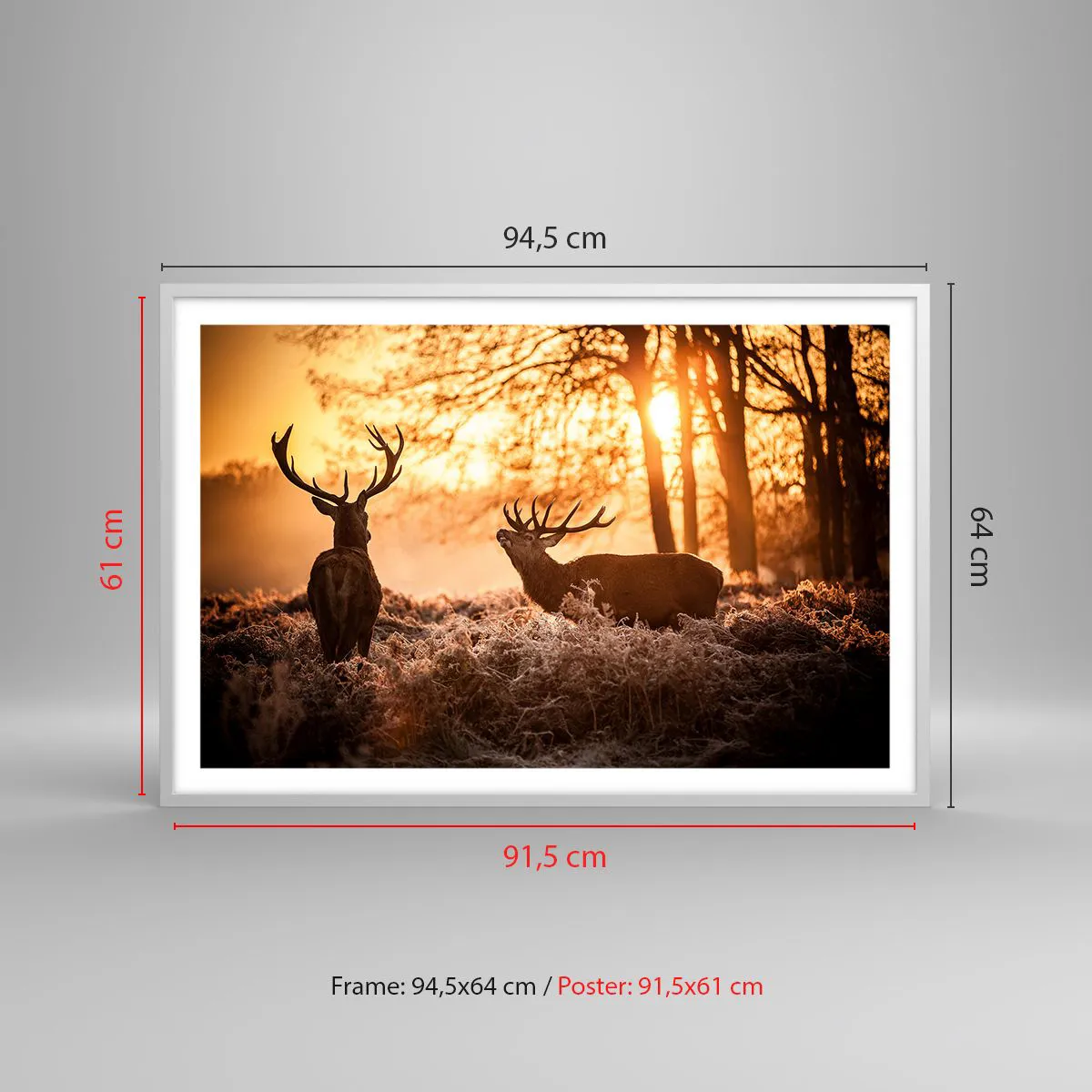 Poster in einem weißen Rahmen - Der Traum eines Jägers - 91x61 cm