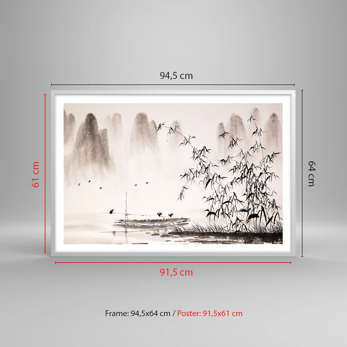 Poster in white frmae - Quiet As a Rice Field - 91x61 cm