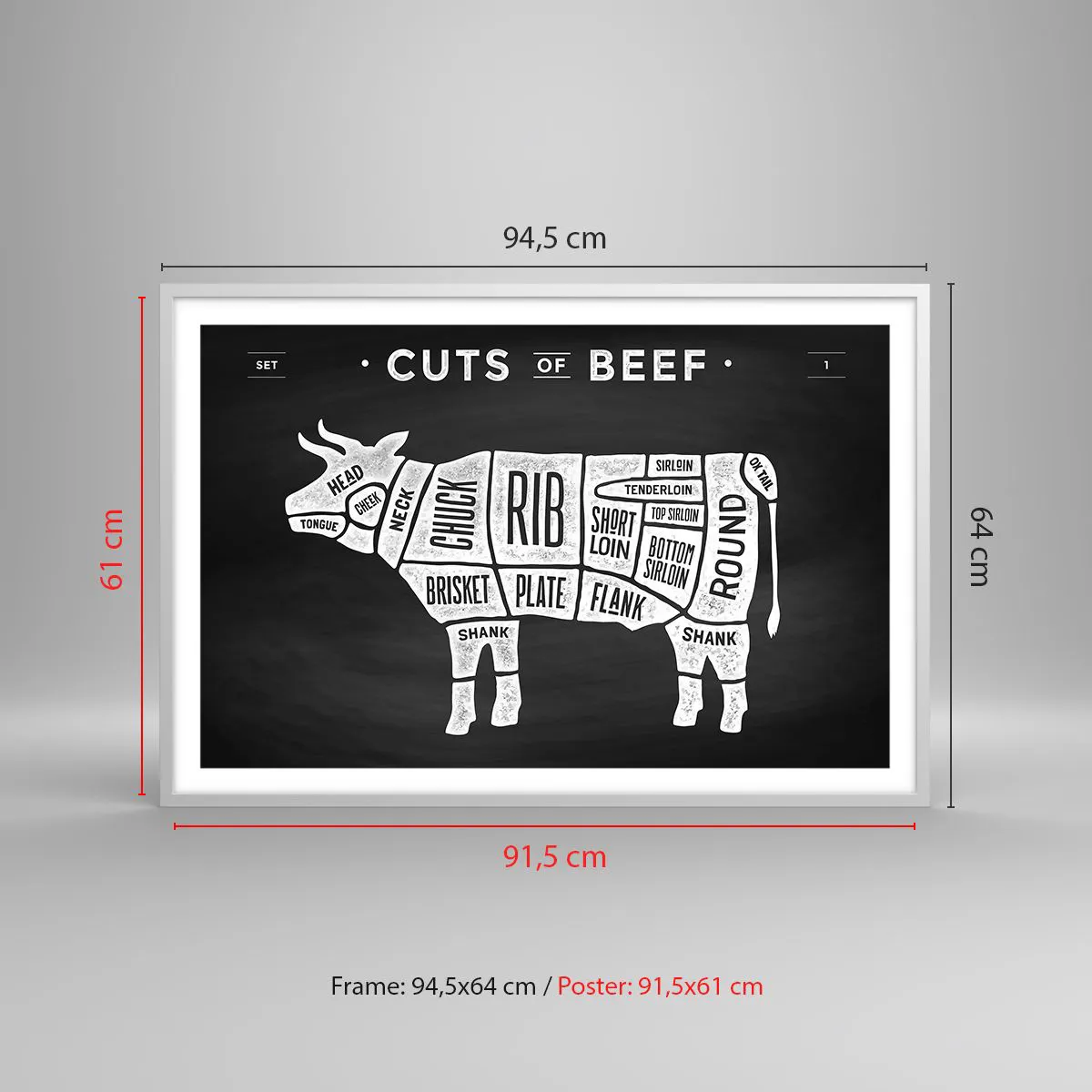 Poster in white frmae - Time for a Feast - 91x61 cm