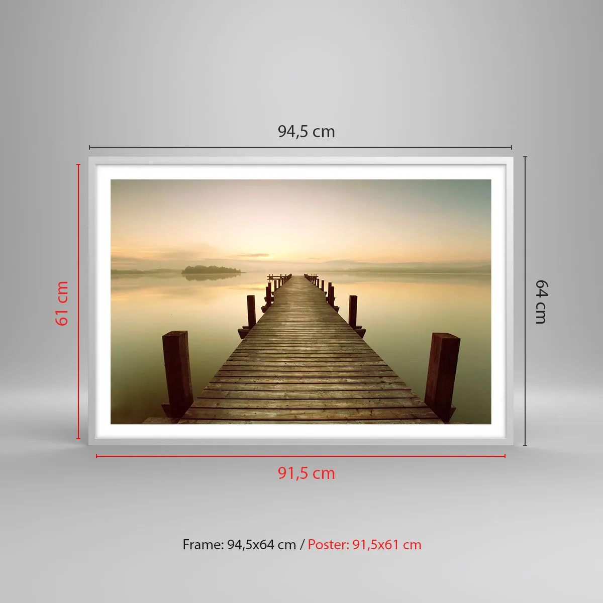 Poszter fekete keretben - Hajnal előtt, hajnal, fény - 91x61 cm