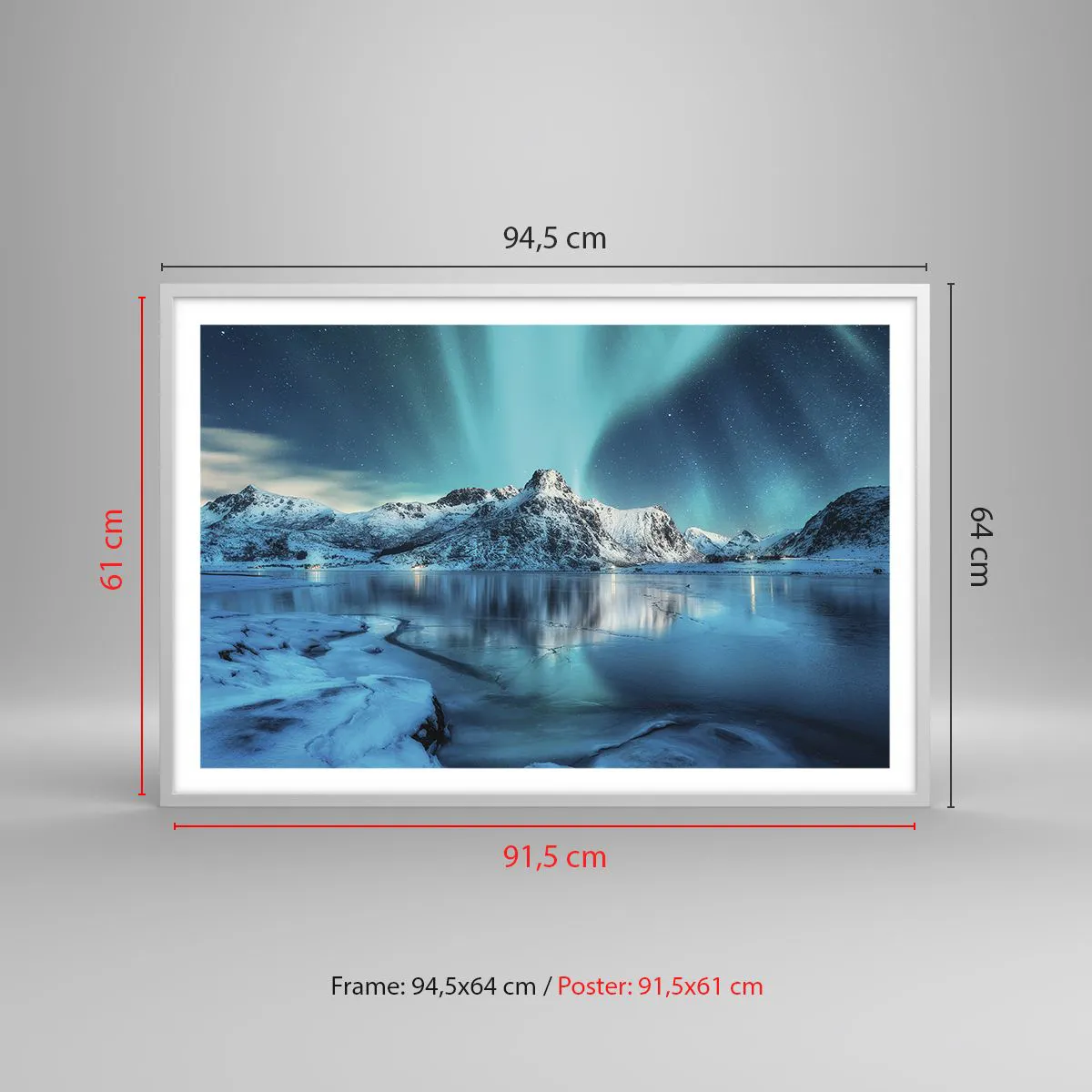 Affiche dans un cadre blanc - Poster - Nuit de lumières - 91x61 cm