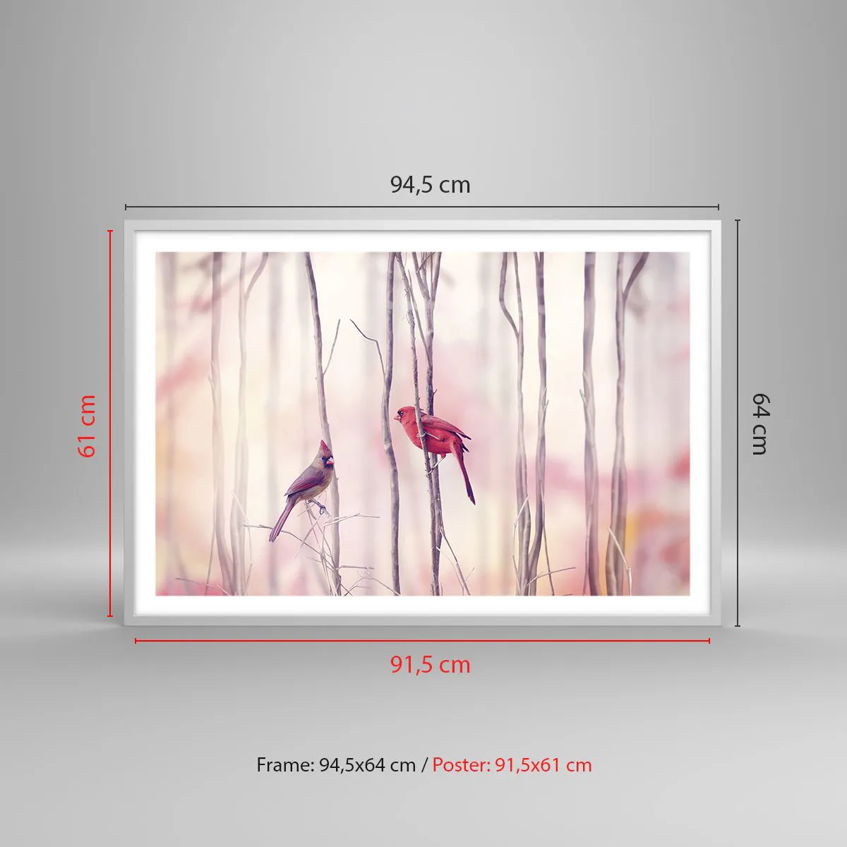 Plakat i hvid ramme - Fortællingen om den lyserøde skov - 91x61 cm