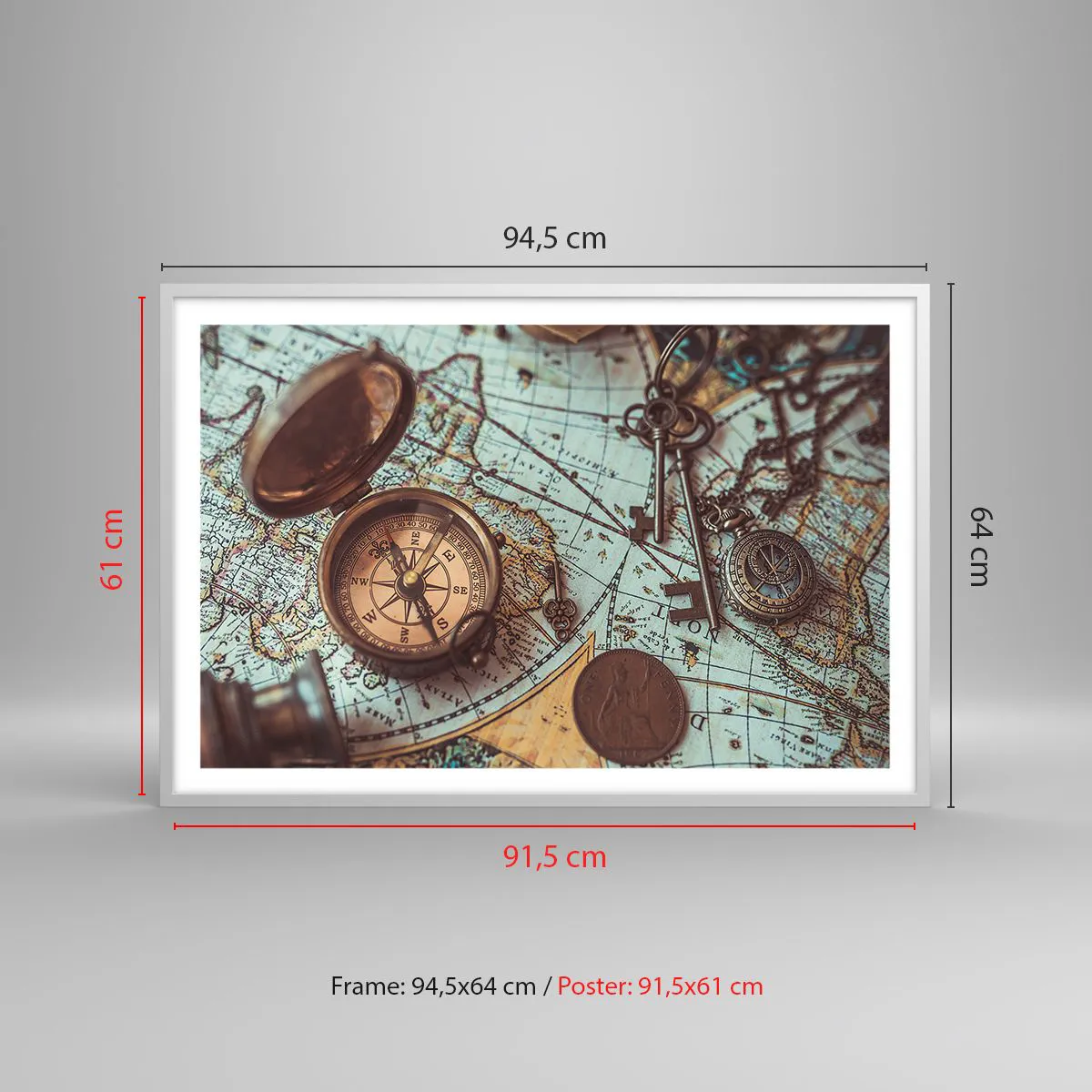 Plakát v bílém rámu - Pro dobrodruha - 91x61 cm