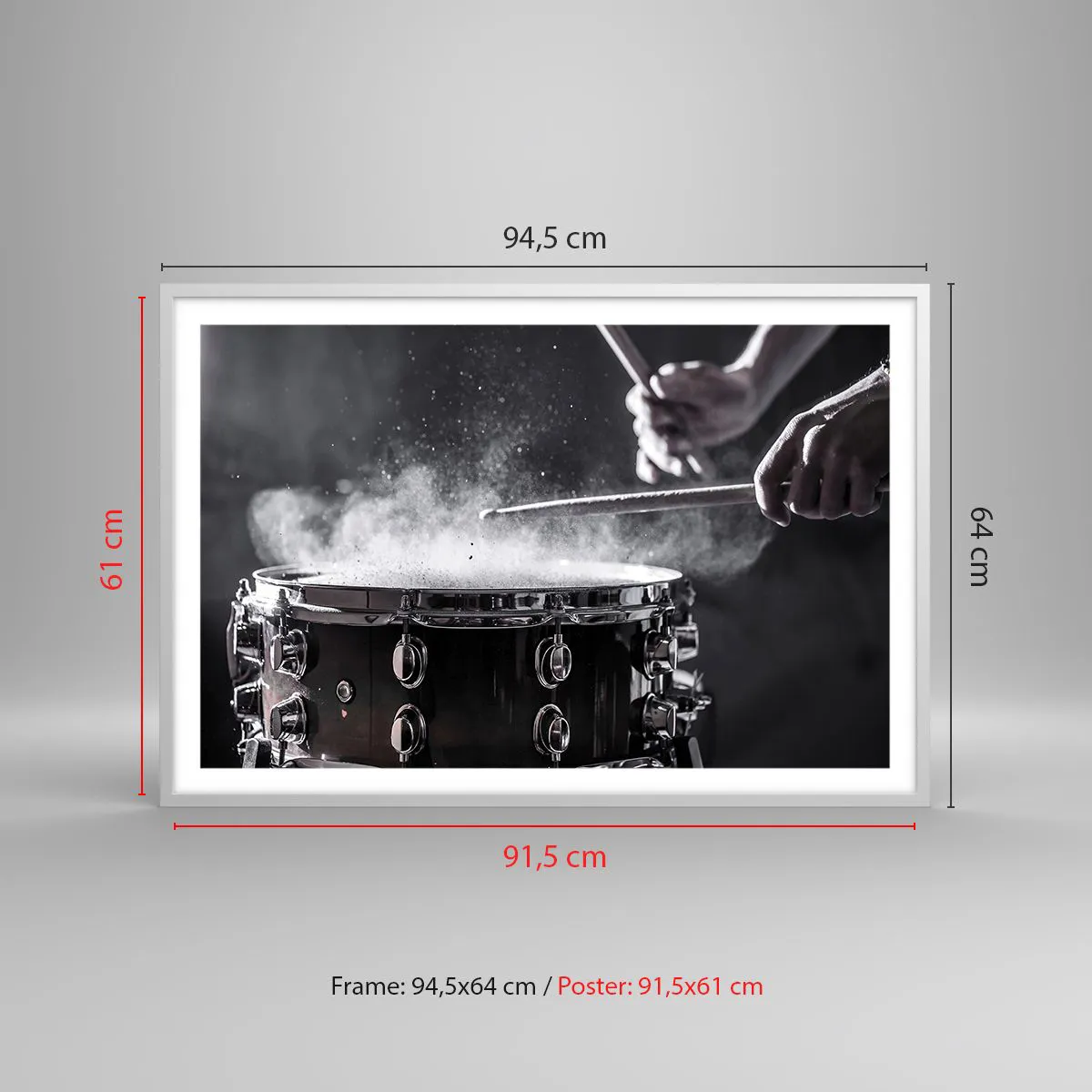 Plakat i hvid ramme - Musikkens puls - 91x61 cm