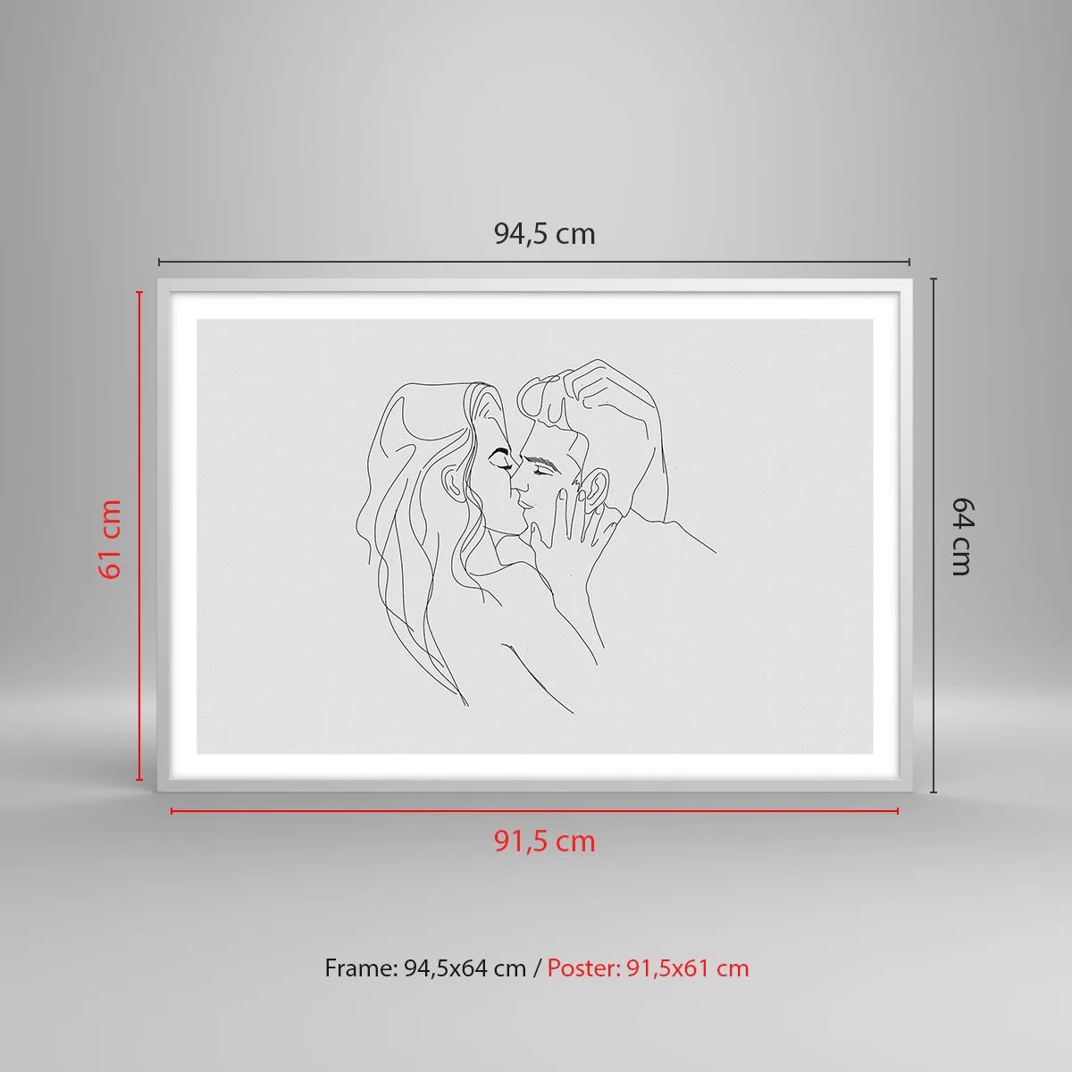 Poster in einem weißen Rahmen - Dieselbe Linie - 91x61 cm