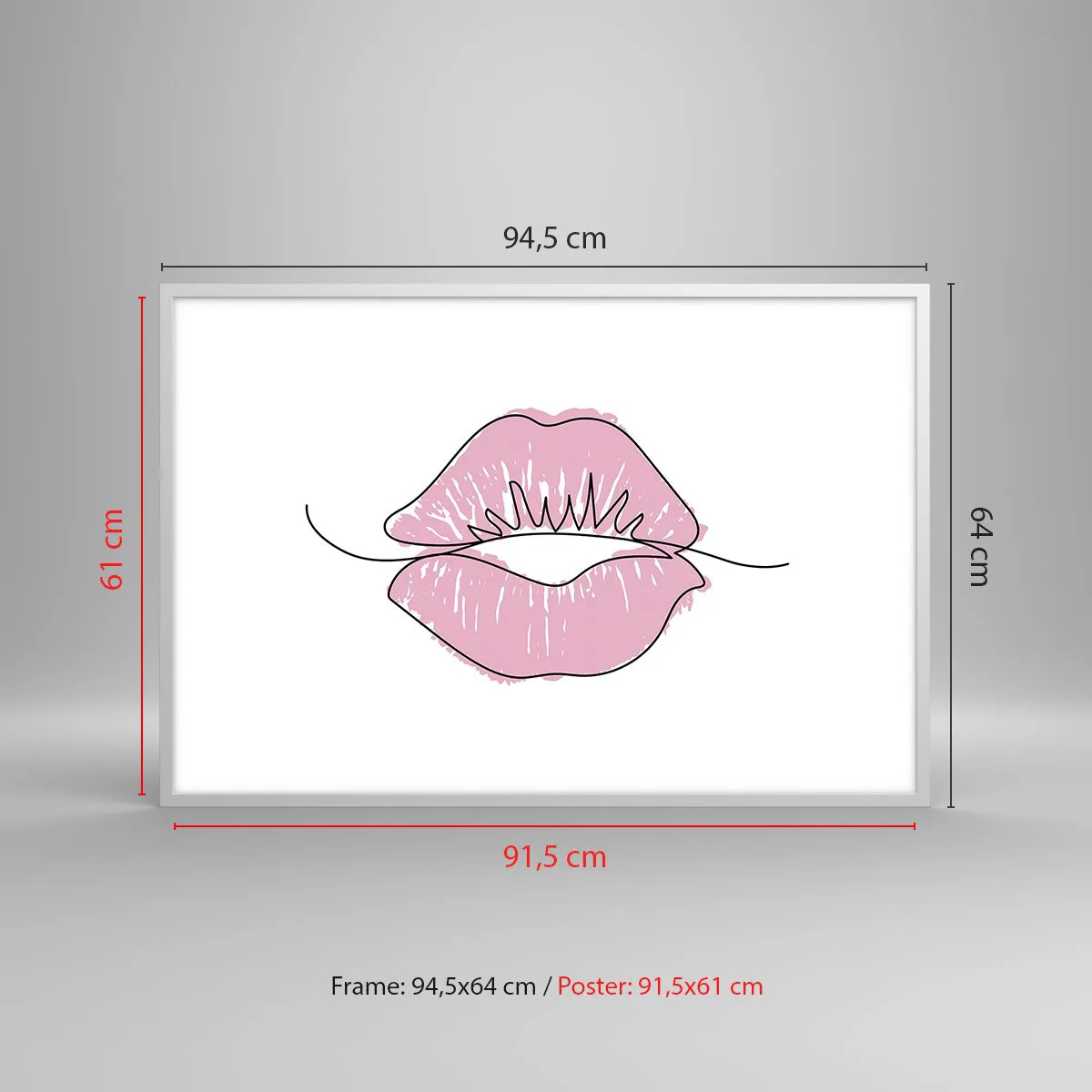 Póster en marco blanco - ¿Listo para un beso? - 91x61 cm