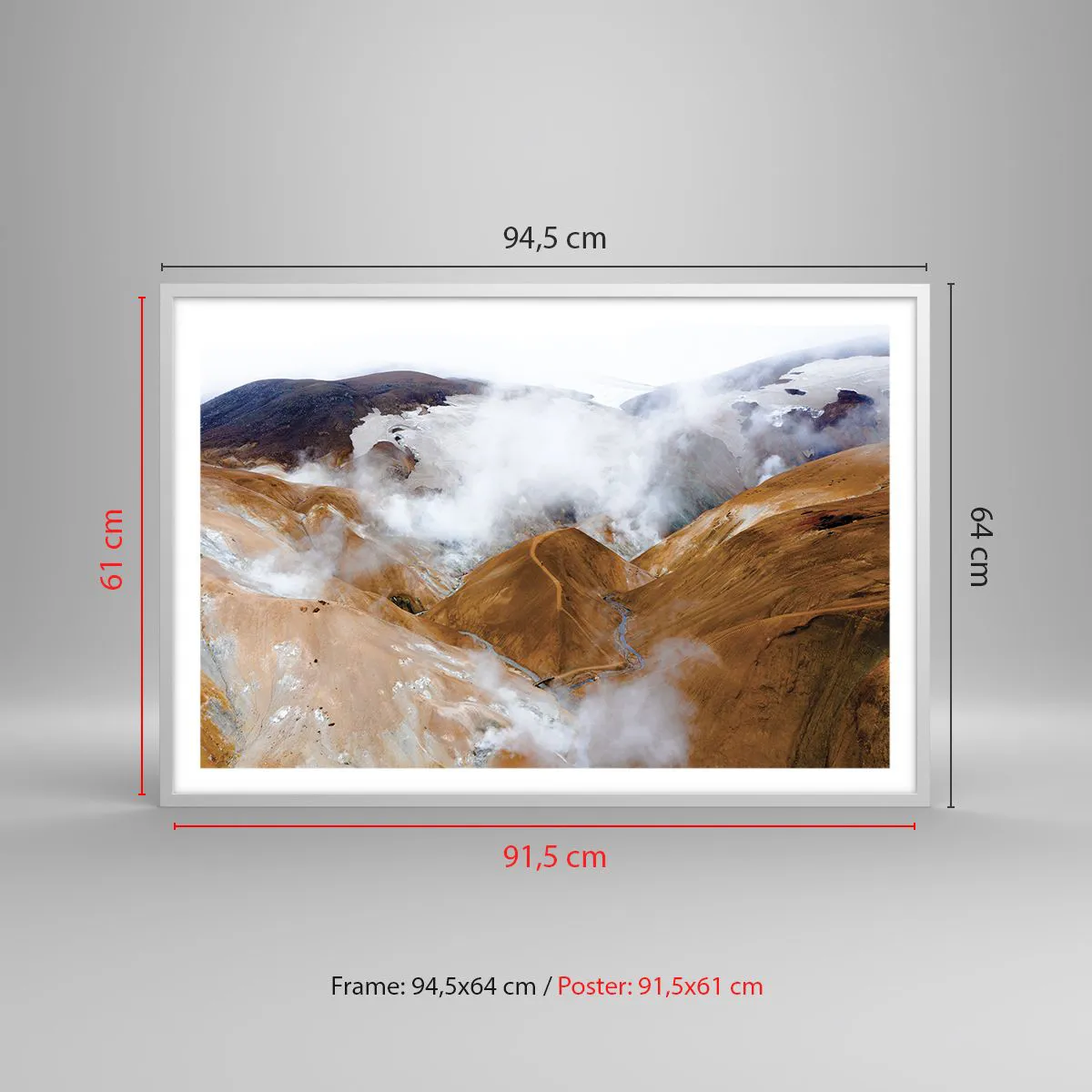 Póster en marco blanco - La dura belleza de Islandia - 91x61 cm