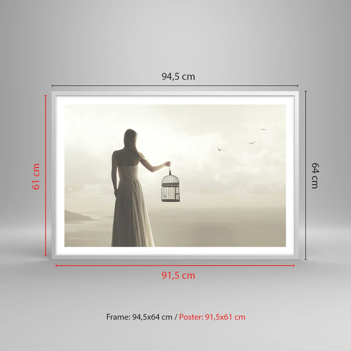 Plakát v bílém rámu - Buď svobodná - 91x61 cm