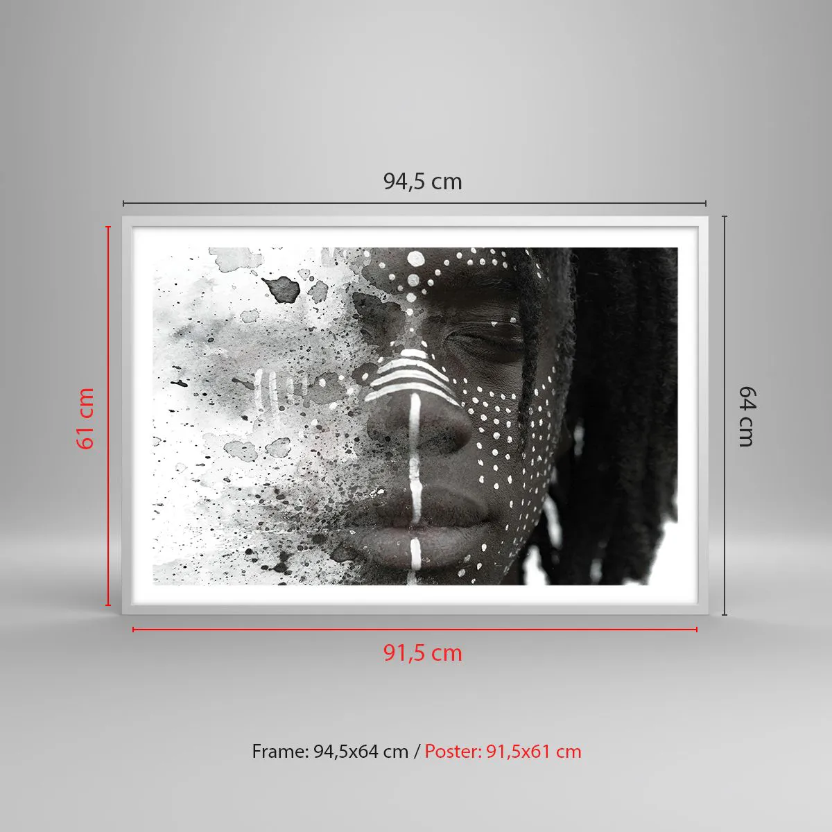 Poster in einem weißen Rahmen - Entdecke den Urgeist - 91x61 cm