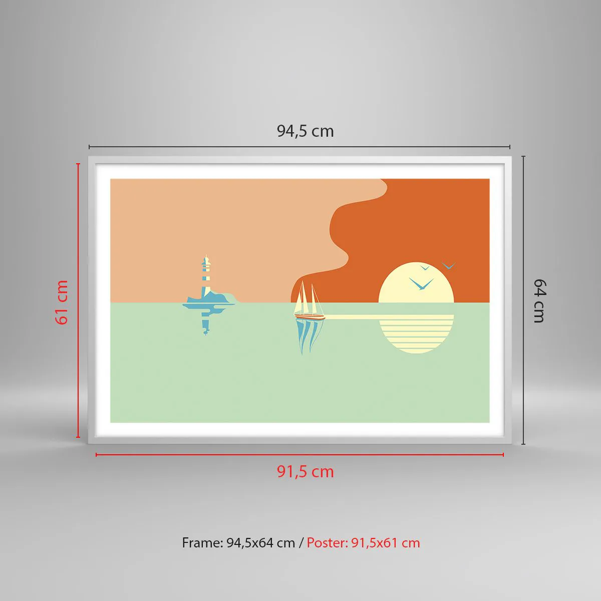 Plakát v bílém rámu - Dokonalá mořská krajina - 91x61 cm