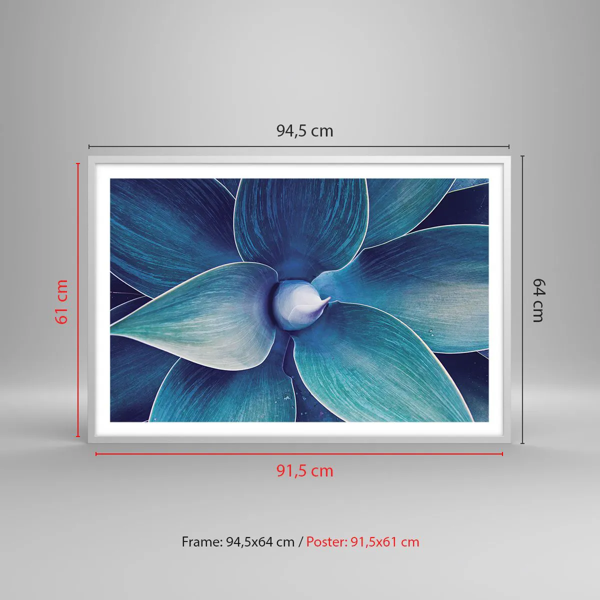 Plagát v bielom ráme - Modrastý od neba - 91x61 cm