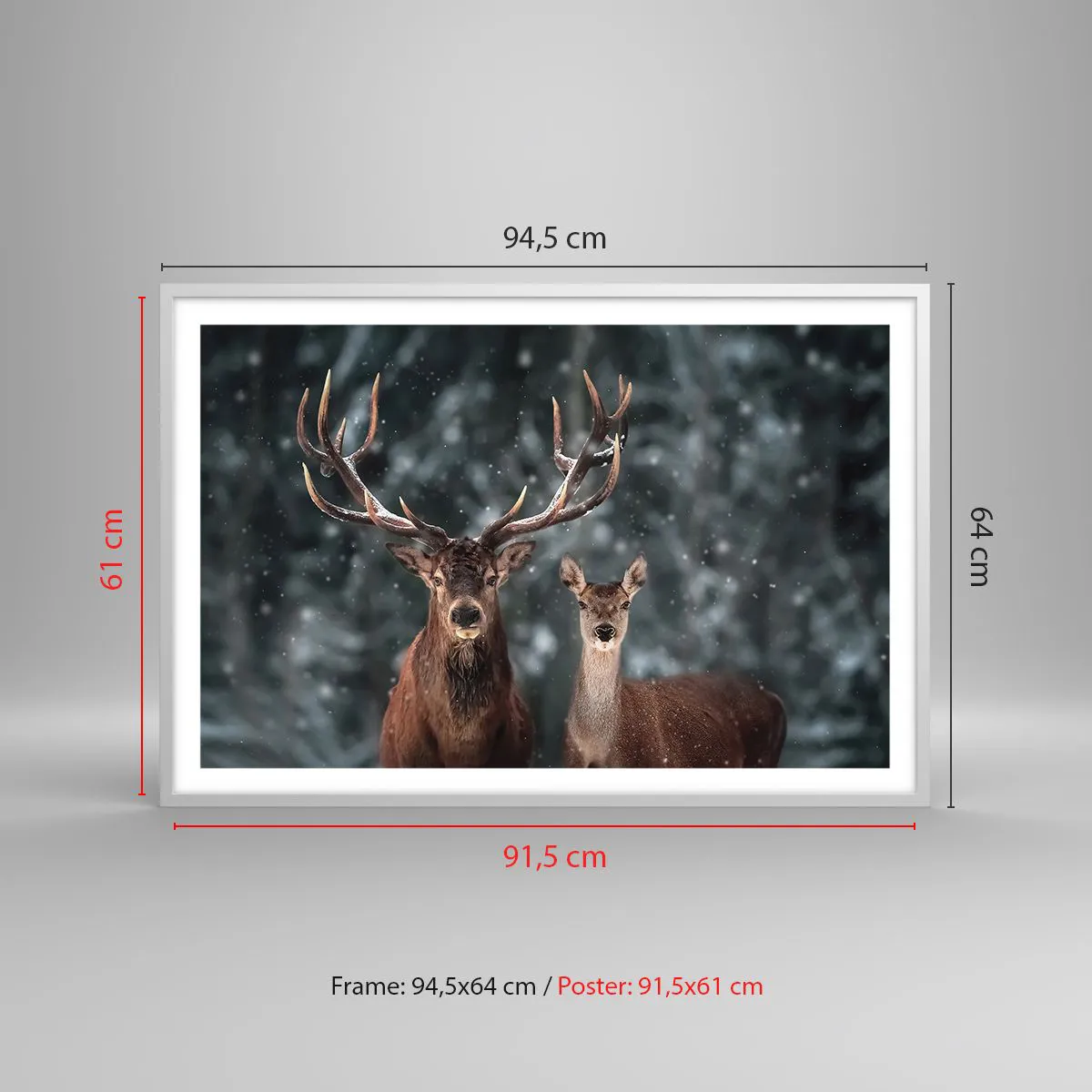 Poster in cornice bianca - Il re della foresta con la consorte - 91x61 cm