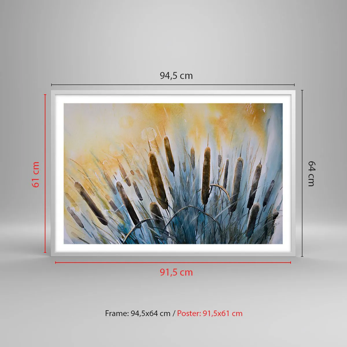 Plakát v bílém rámu - Chlad vody, žár slunce - 91x61 cm