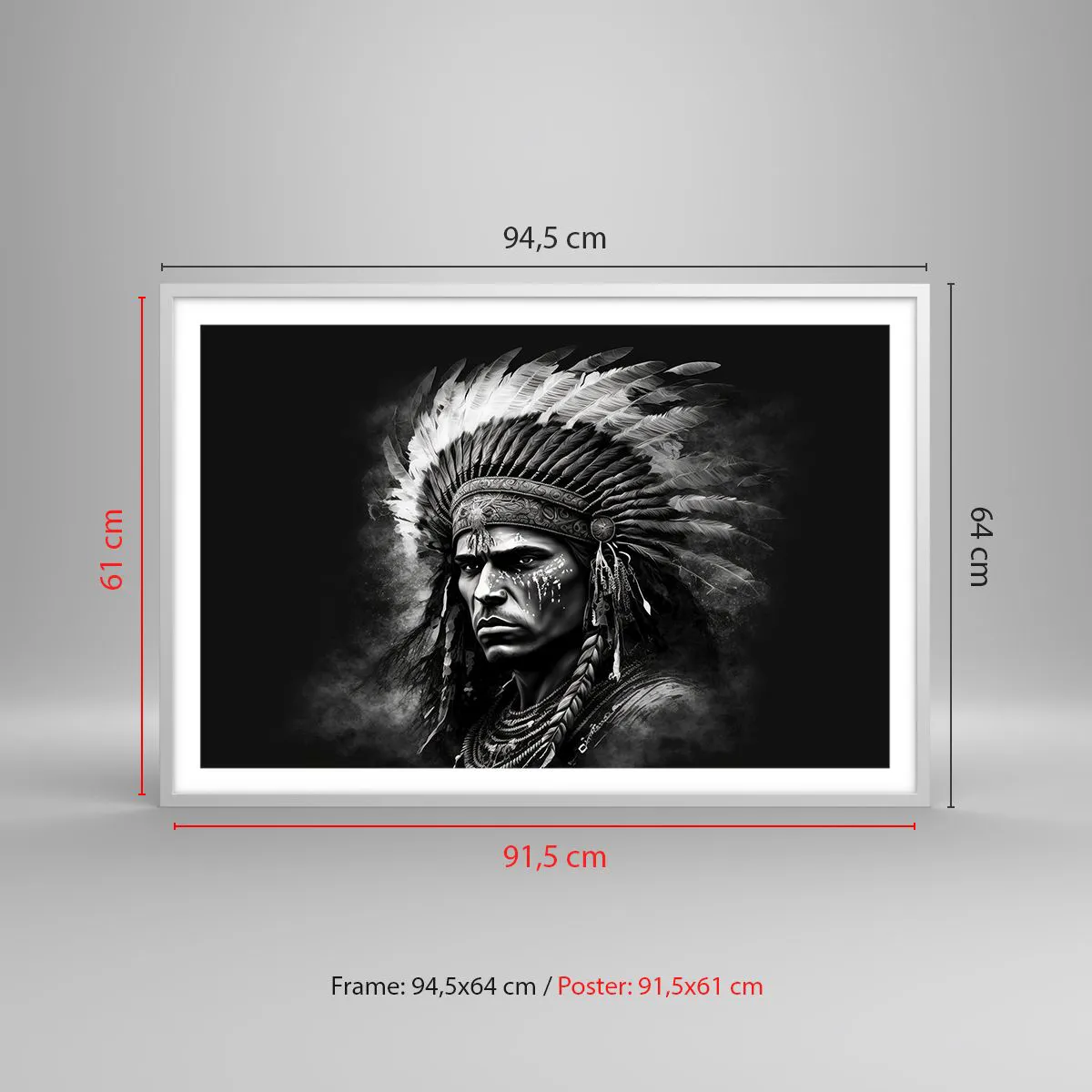 Affiche dans un cadre blanc - Poster - Un leader et un guerrier - 91x61 cm