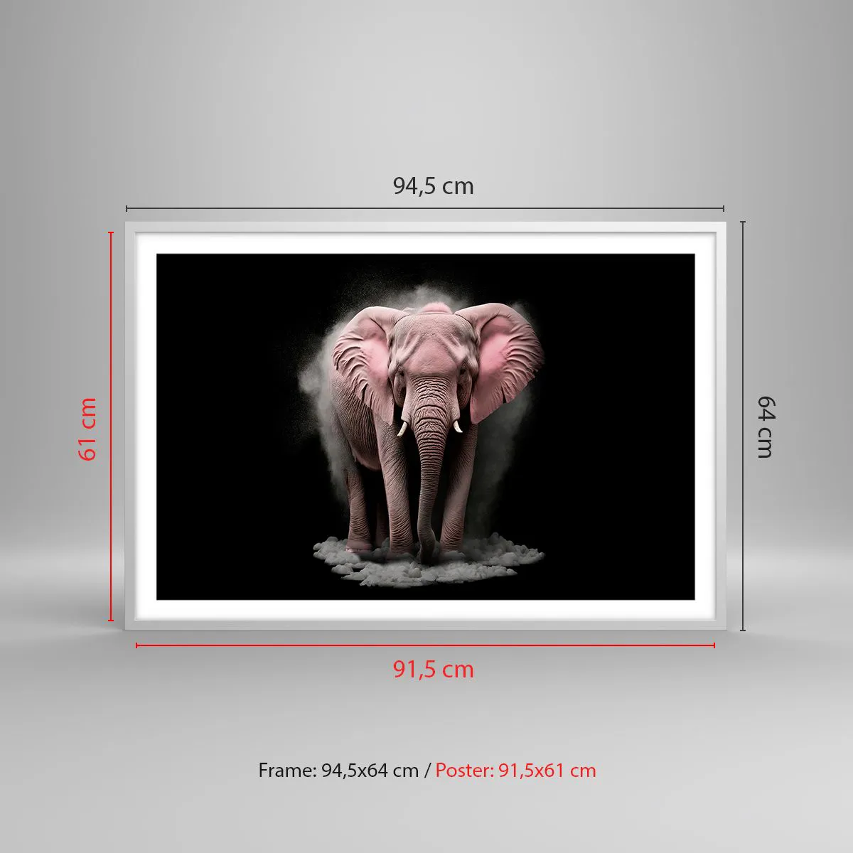 Plagát v bielom ráme - Nemysli na ružového slona! - 91x61 cm