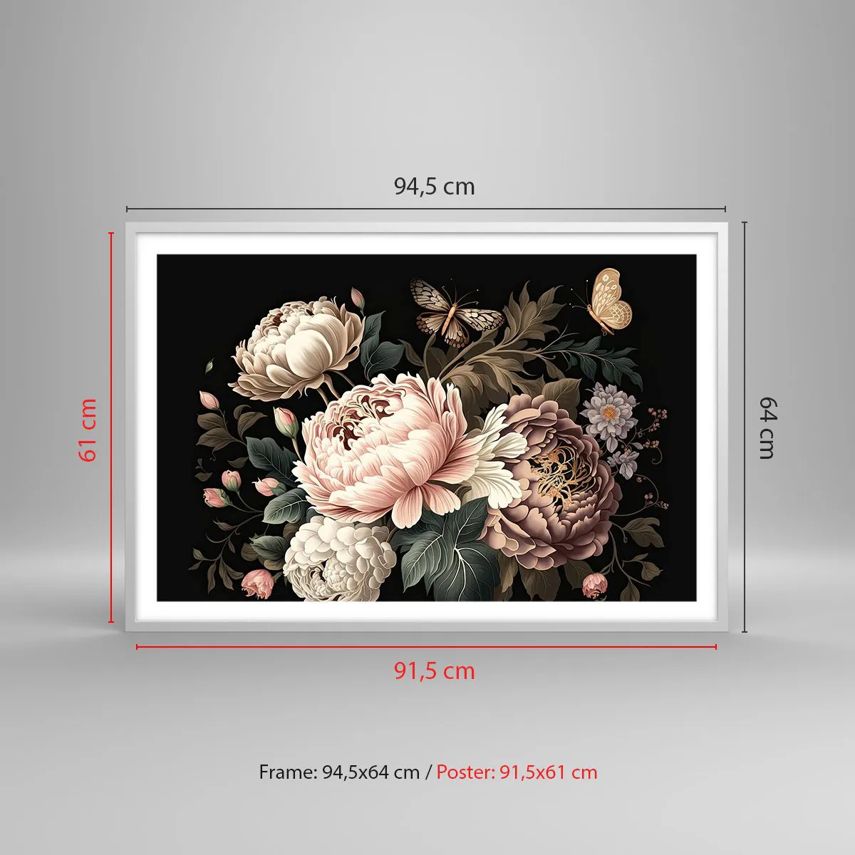 Poster in einem weißen Rahmen - Im Barockstil - 91x61 cm