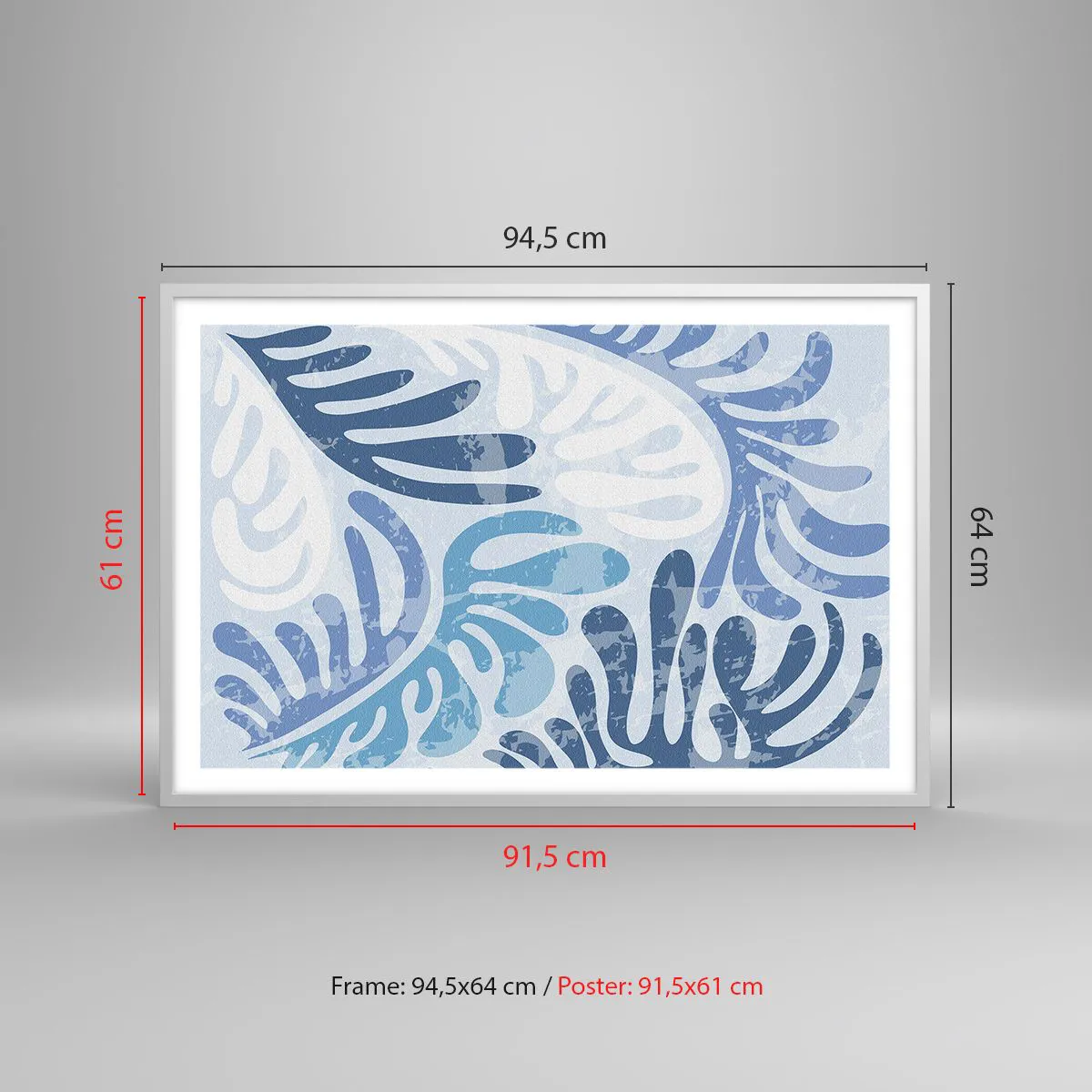 Plagát v bielom ráme - Modré papradie - 91x61 cm