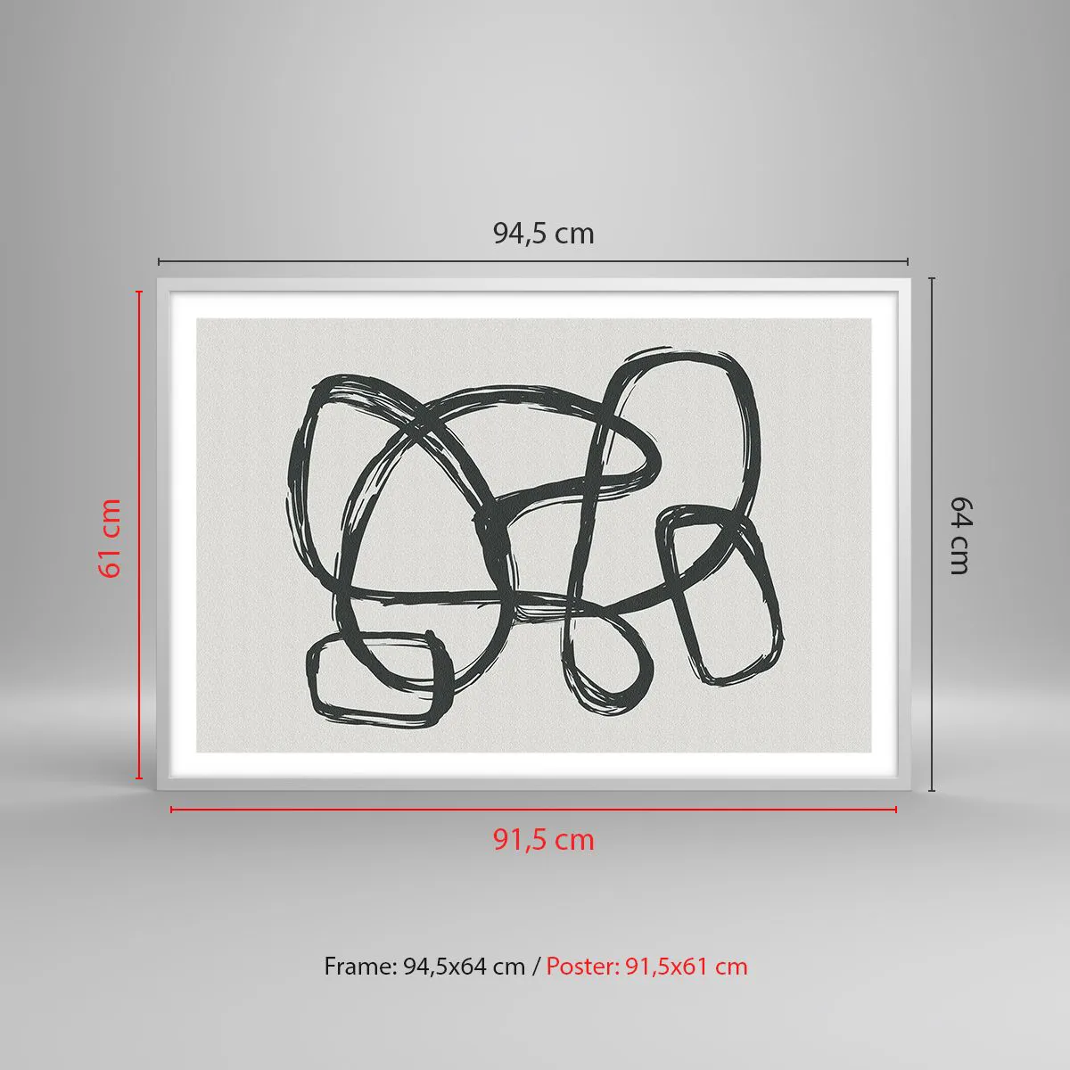 Affisch i vit ram - Loopad abstraktion - 91x61 cm