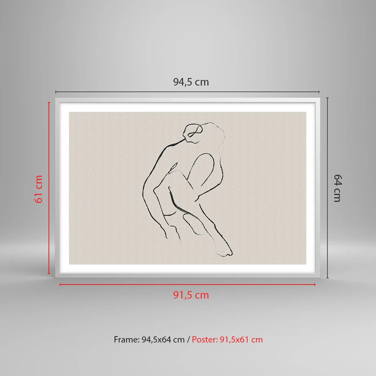 Poster in een witte lijst - Intieme schets - 91x61 cm