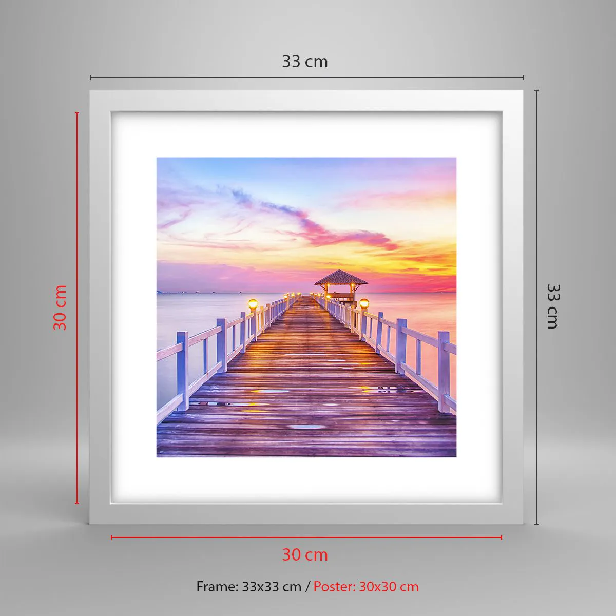 Affiche dans un cadre blanc - Poster - Le silence lilas-doré du soir - 30x30 cm