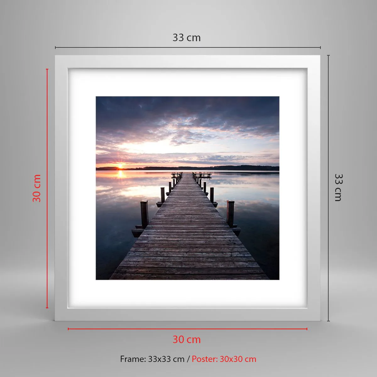 Poster in white frmae - Quiet Border of Night and Day - 30x30 cm