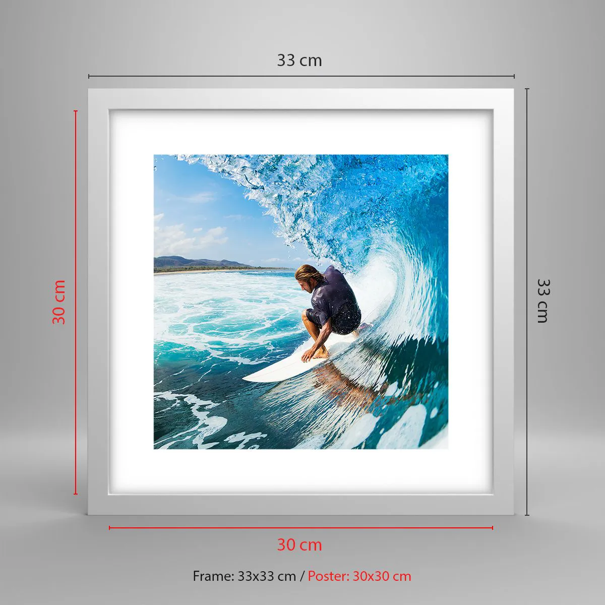 Affiche dans un cadre blanc - Poster - Danse avec les vagues - 30x30 cm