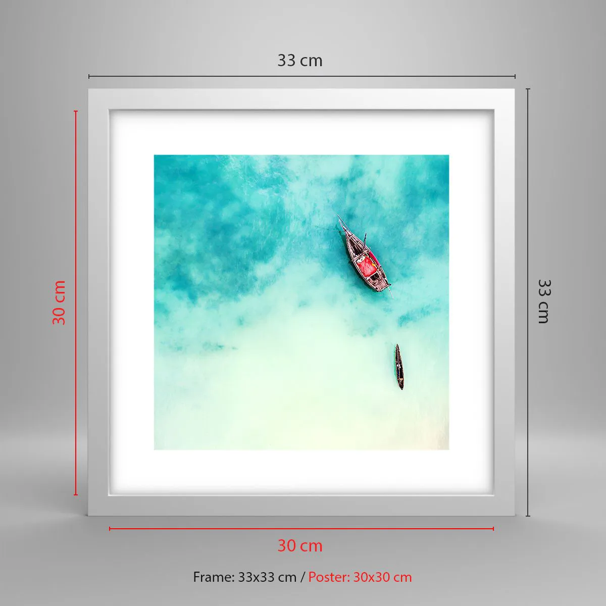 Poster in cornice bianca - Nelle spiagge di Zanzibar, quando c'è troppa acqua... - 30x30 cm