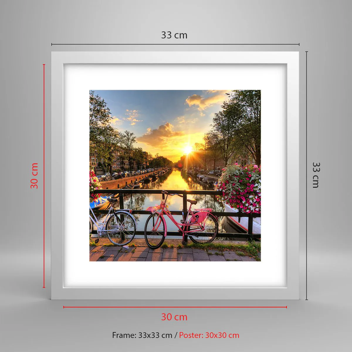 Poster in white frmae - Spring Morning in Amsterdam - 30x30 cm