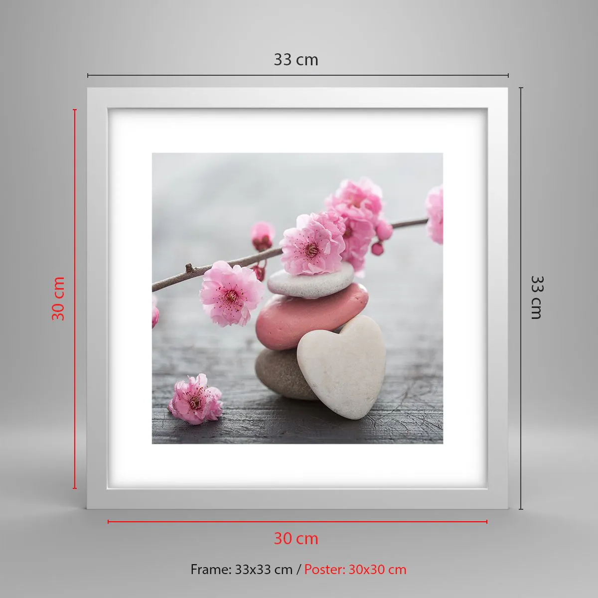 Poster in white frmae - Bliss with Cherry Blossom - 30x30 cm