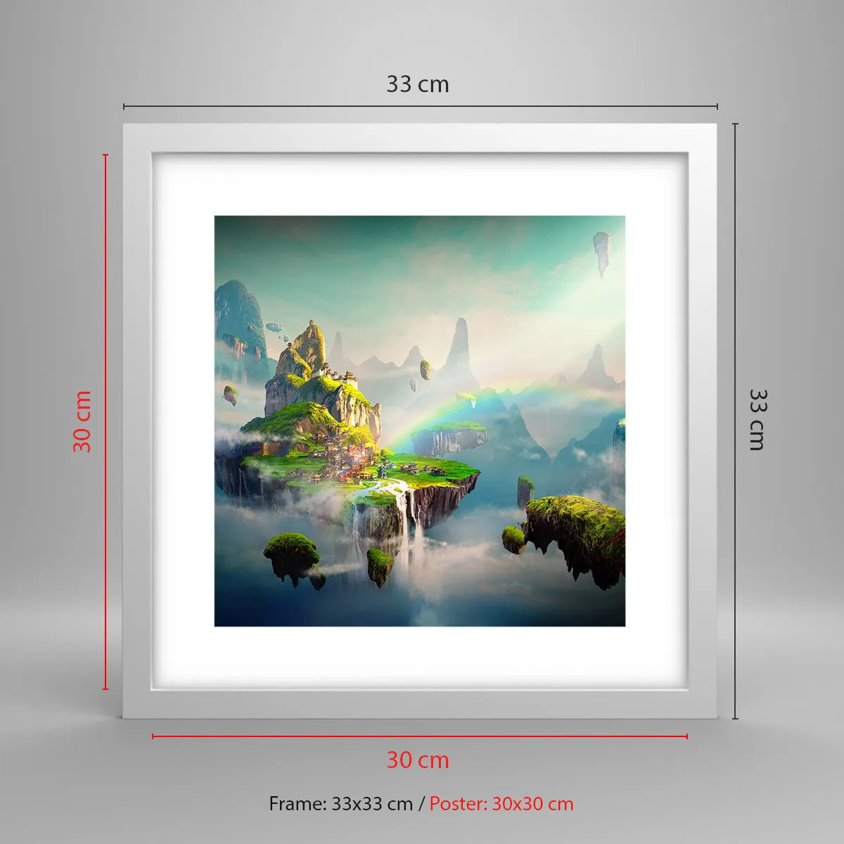 Plagát v bielom ráme - Uprostred neba - šťastné ostrovy - 30x30 cm