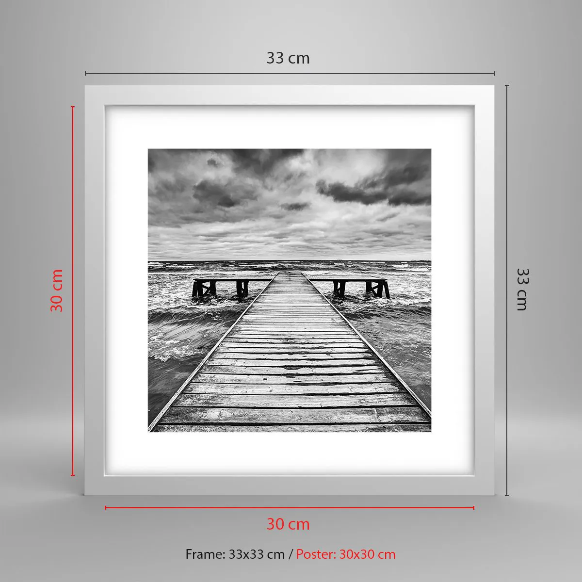 Poster in white frmae - Waiting for the Wind to Blow away - 30x30 cm