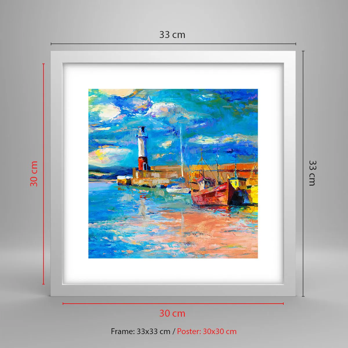 Poster in white frmae - Afternoon in a Rainbow Bay - 30x30 cm