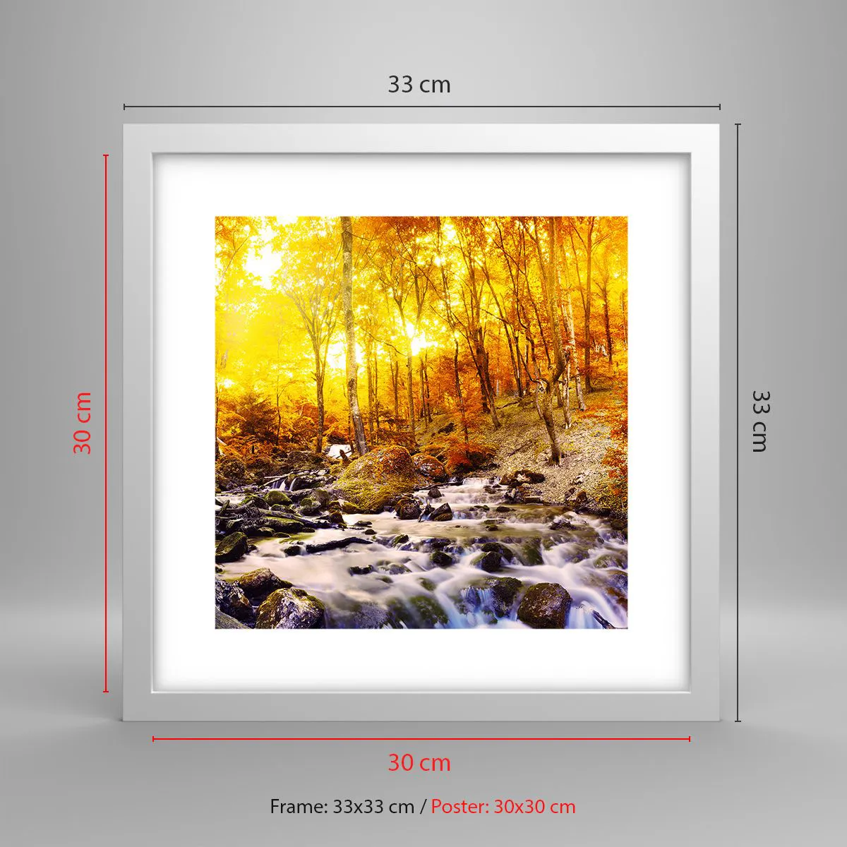 Plakat w białej ramie - Kamienie oprawne w złoto i platynę - 30x30 cm