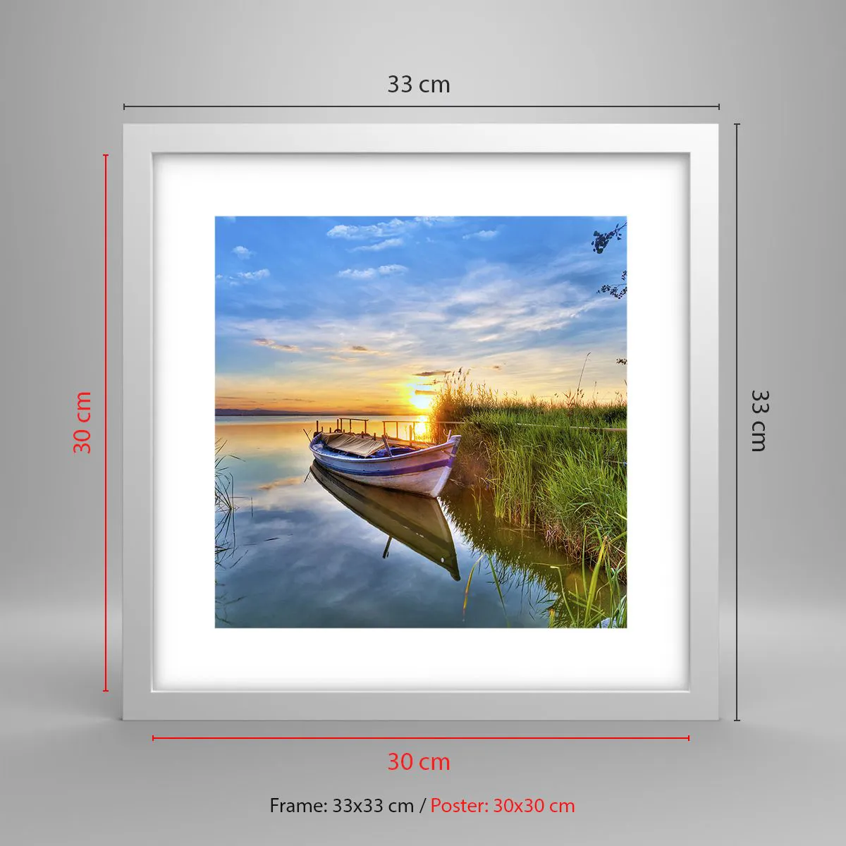 Affisch i vit ram - Uppfyllda drömmars vik - 30x30 cm