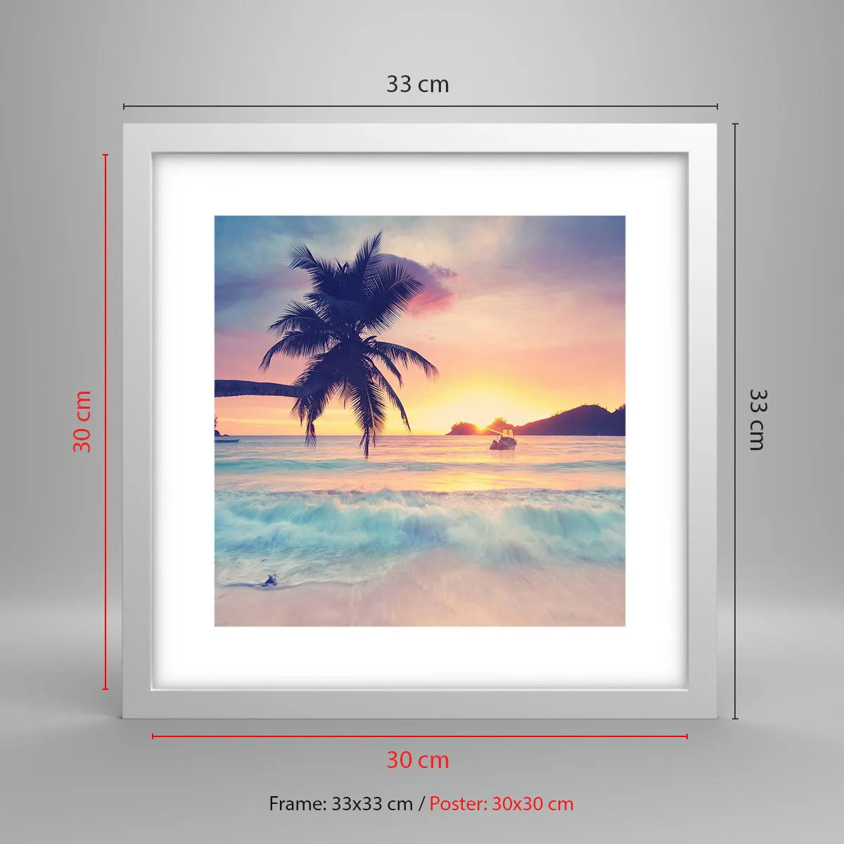 Pôster em moldura branca - Noite na baía - 30x30 cm