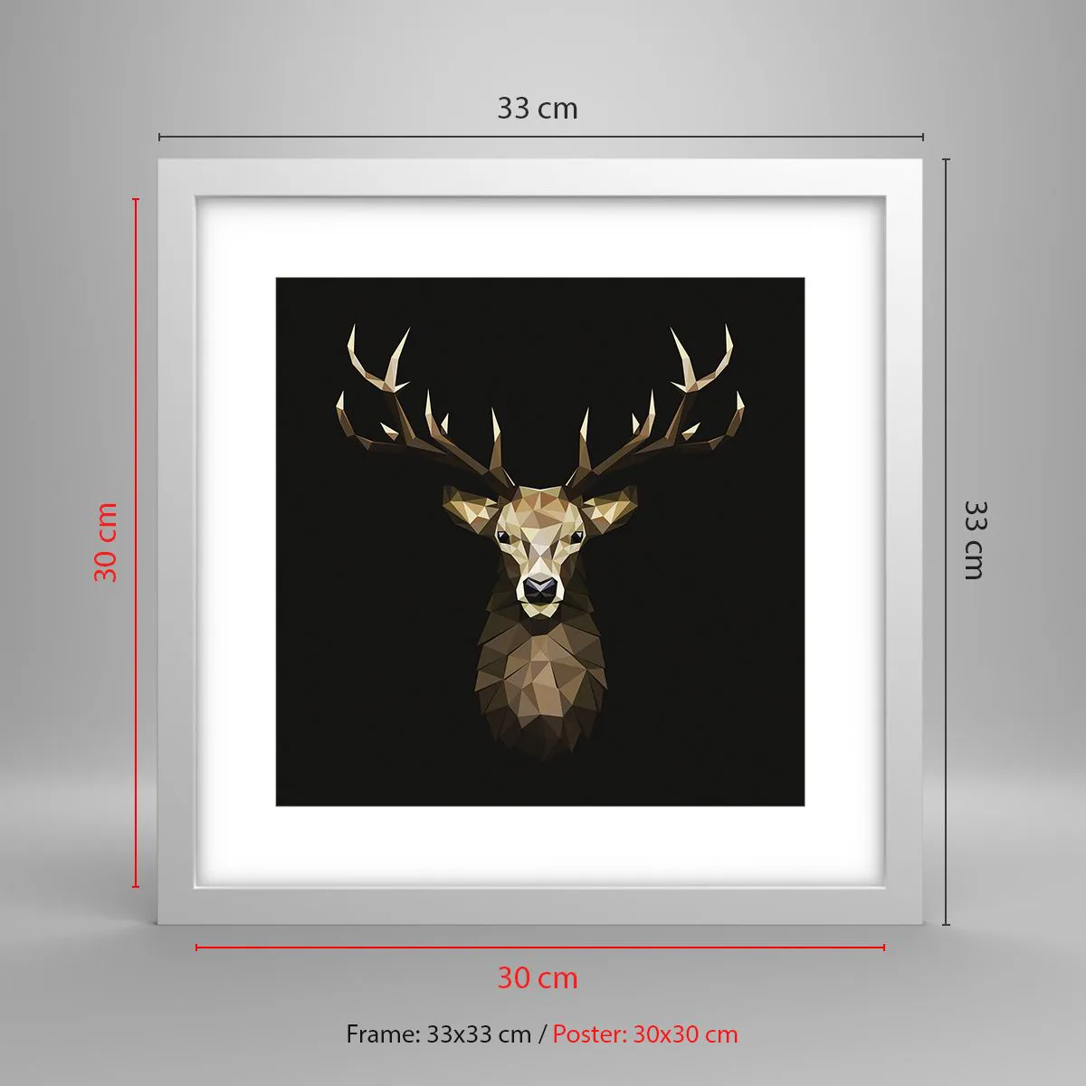 Poszter fekete keretben - Kubista szarvas - 30x30 cm