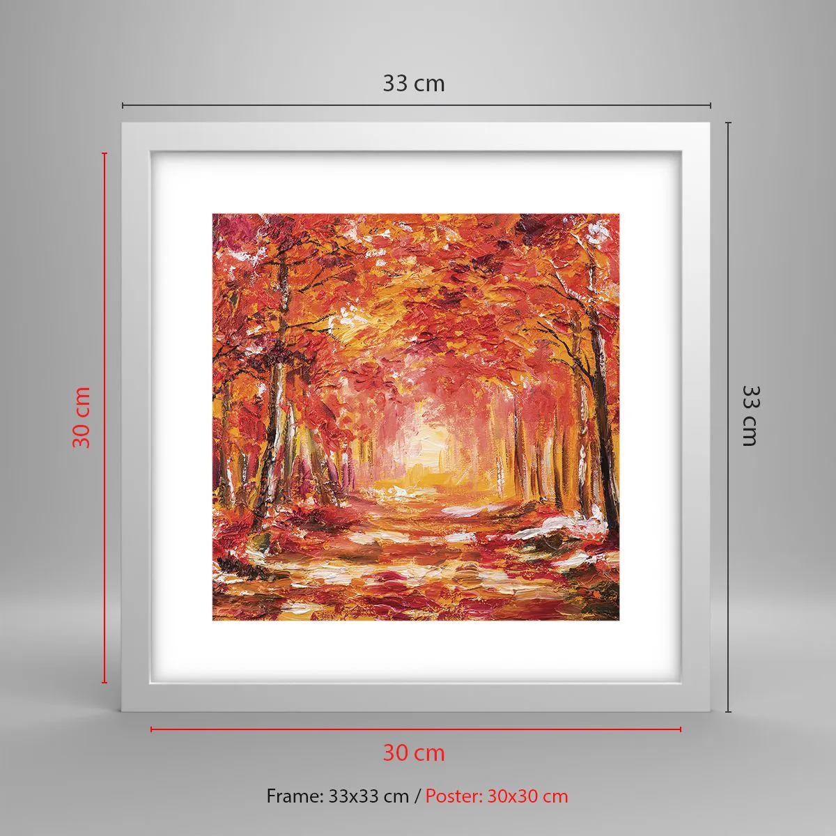 Poster in cornice bianca - Foresta di rame - 30x30 cm