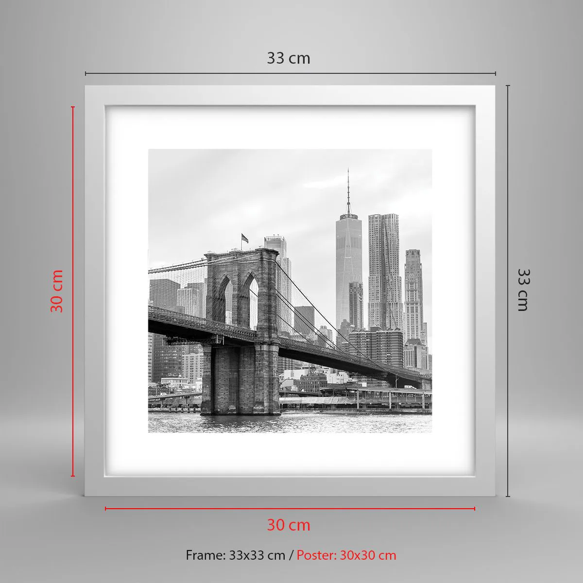 Poster in een witte lijst - New Yorkse sfeer - 30x30 cm