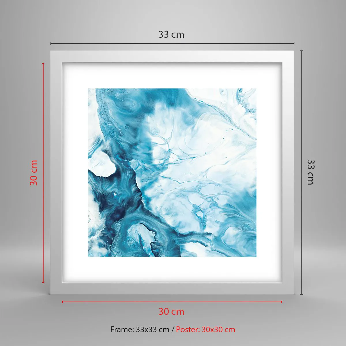 Plakat w białej ramie - Koncert błękitu - 30x30 cm