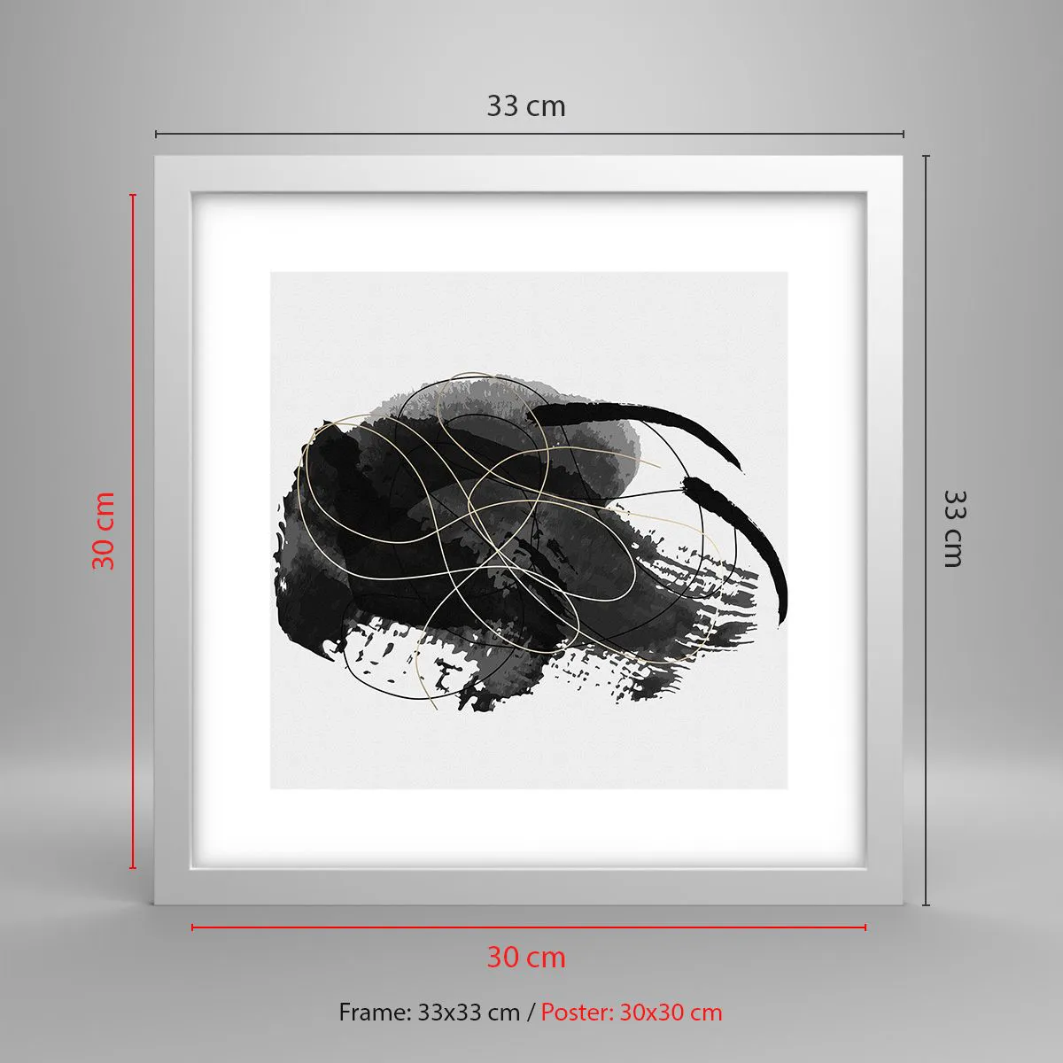 Affiche dans un cadre blanc - Poster - Fait de noir - 30x30 cm