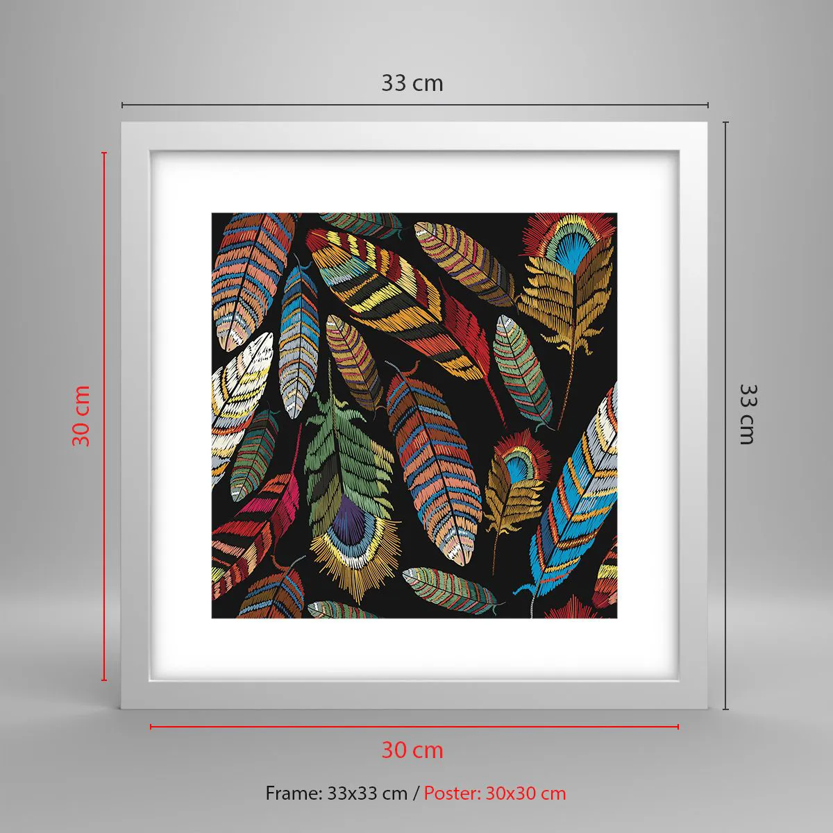 Pôster em moldura branca - O carnaval dos pássaros - 30x30 cm