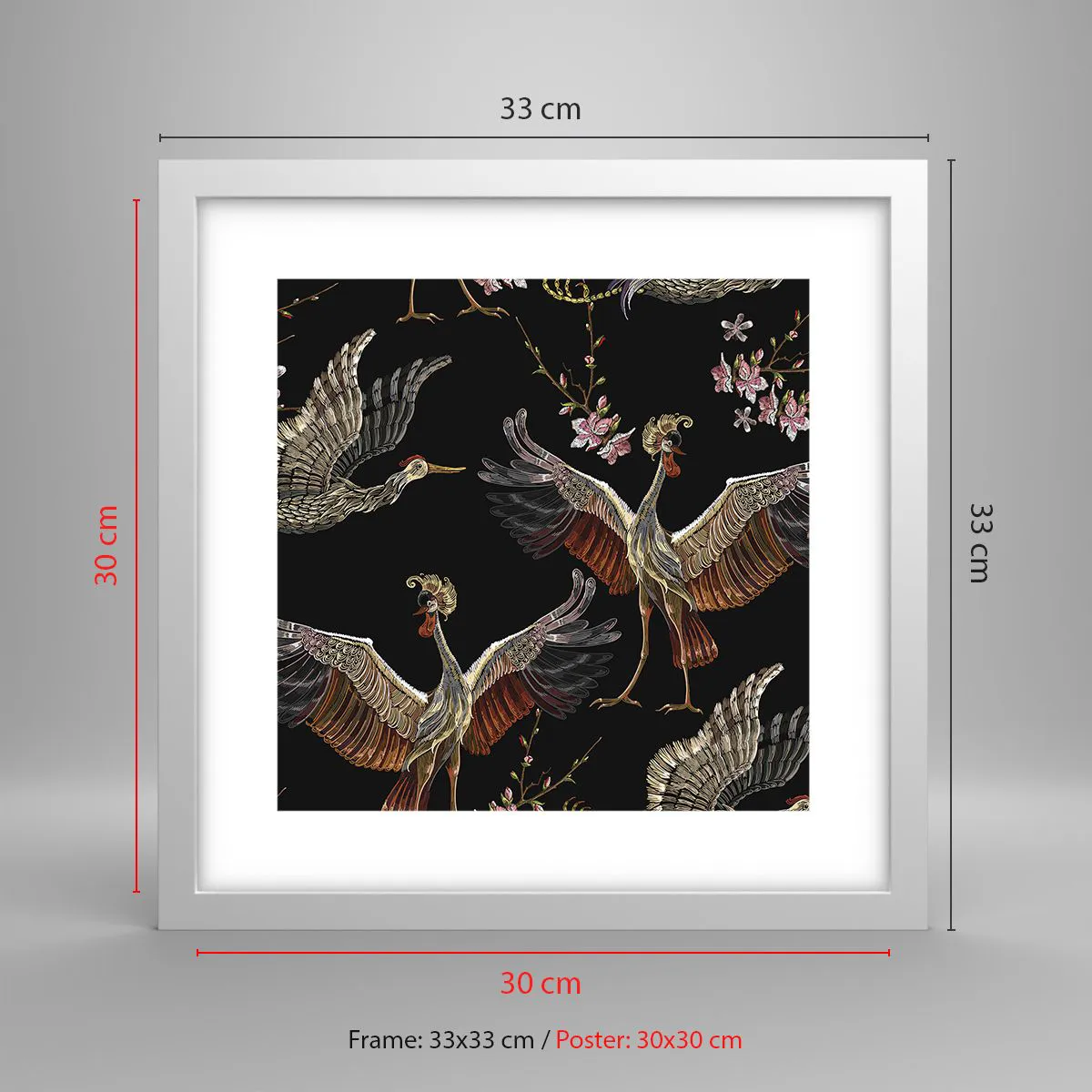 Plakat w białej ramie - Baśniowy ptak - 30x30 cm