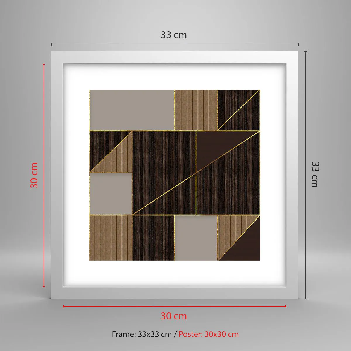 Poster in white frmae - Mosaic of Brown and Gold - 30x30 cm